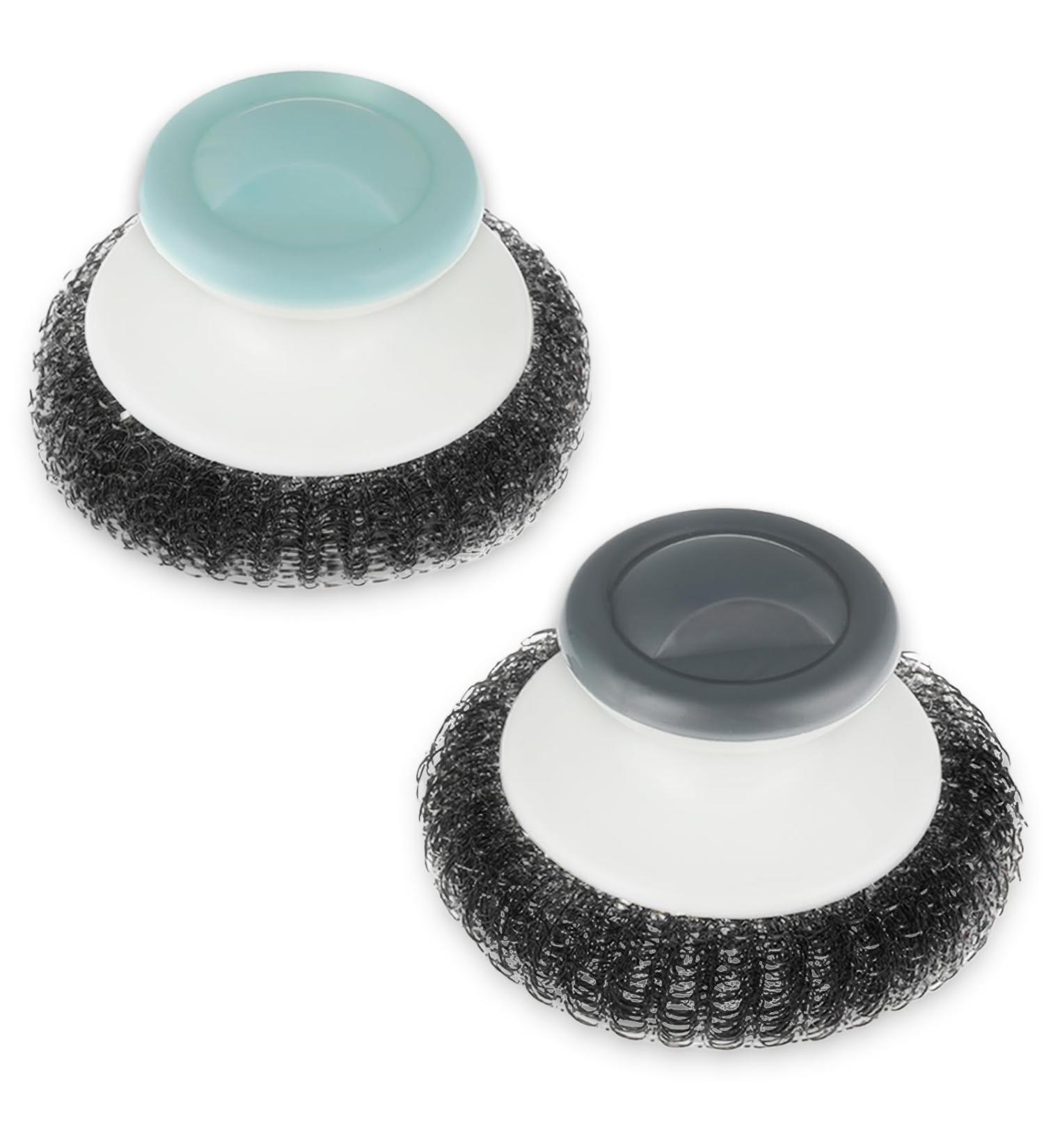 Amabro Dishwash Brushes - Durable Steel Sponge Pot Scrubber with Handle | Long-lasting Cleaning for Pots Pans and Grills - Buy Online on GoSupps.com
