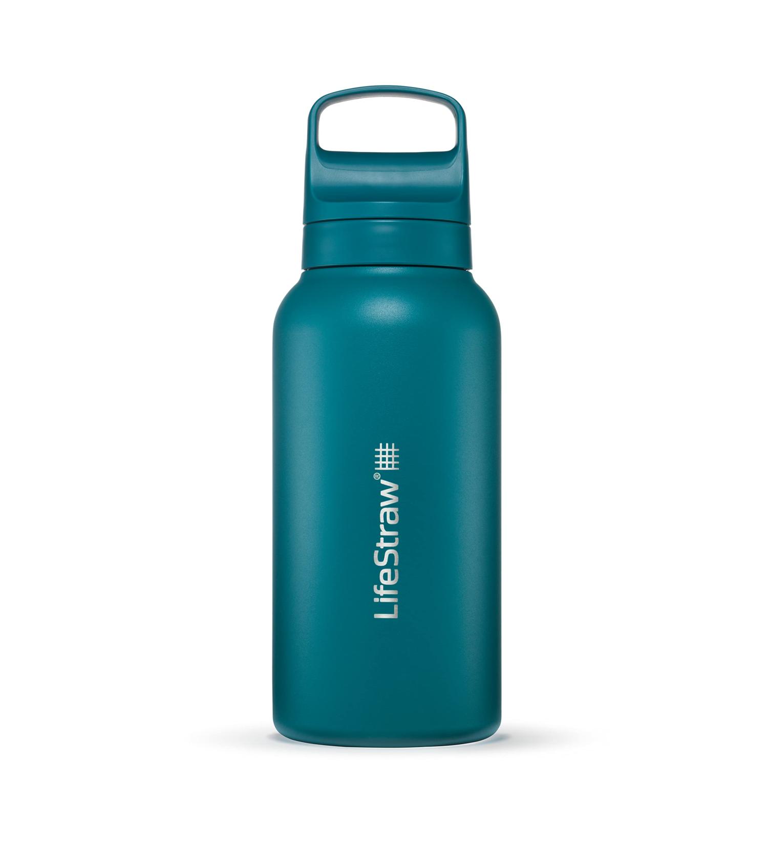 Lifestraw Go Series: Isolated Stainless Steel Water Bottle with Advanced Filter Removes Bacteria Parasites & Microplastics for Travel & Daily Use Laguna Teal 1L - Buy Online on GoSupps.com