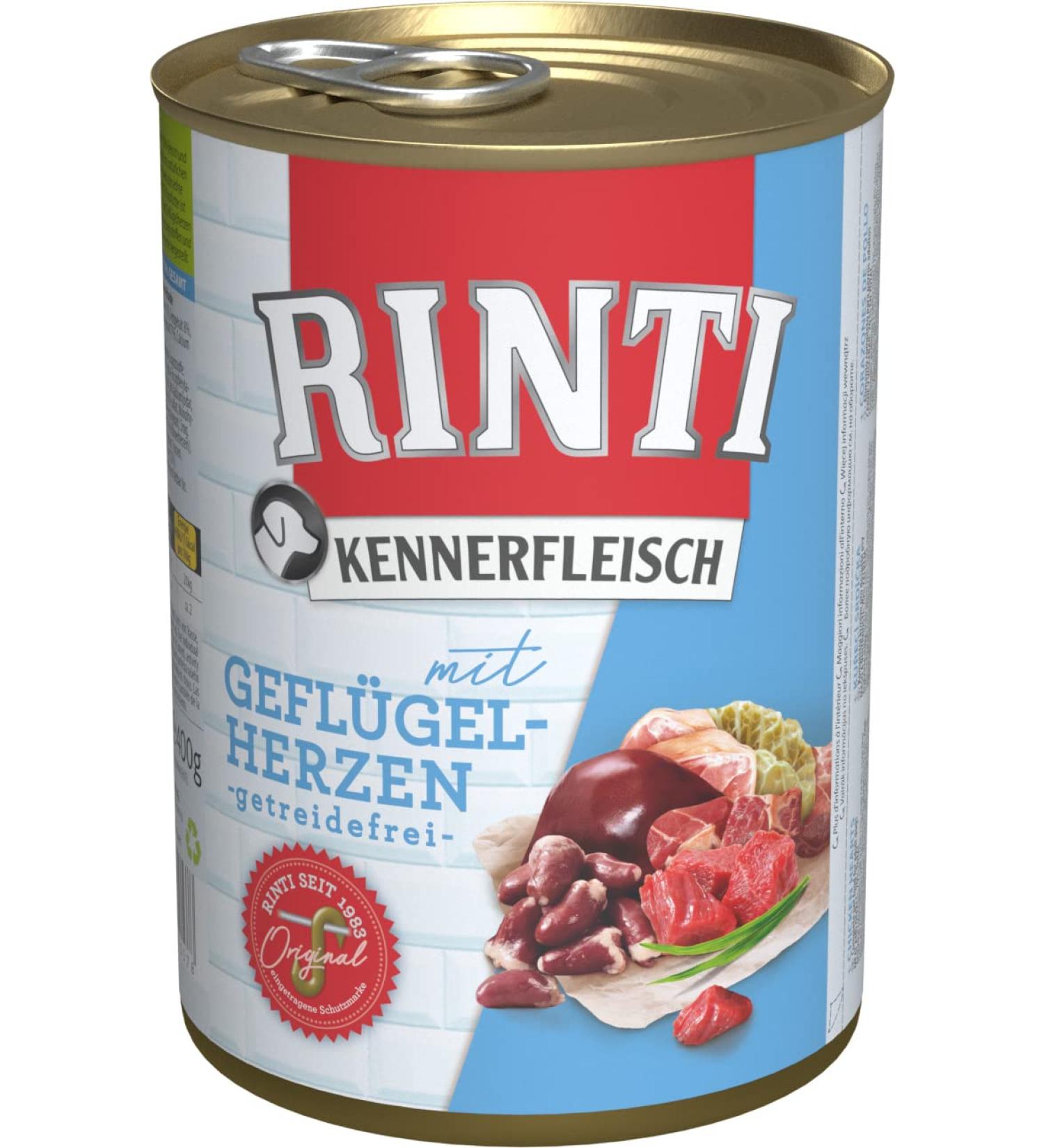 RINTI Kennerfleisch Poultry Hearts 24 x 400g - Premium Dog Treats for International Shipping - Buy Online on GoSupps.com