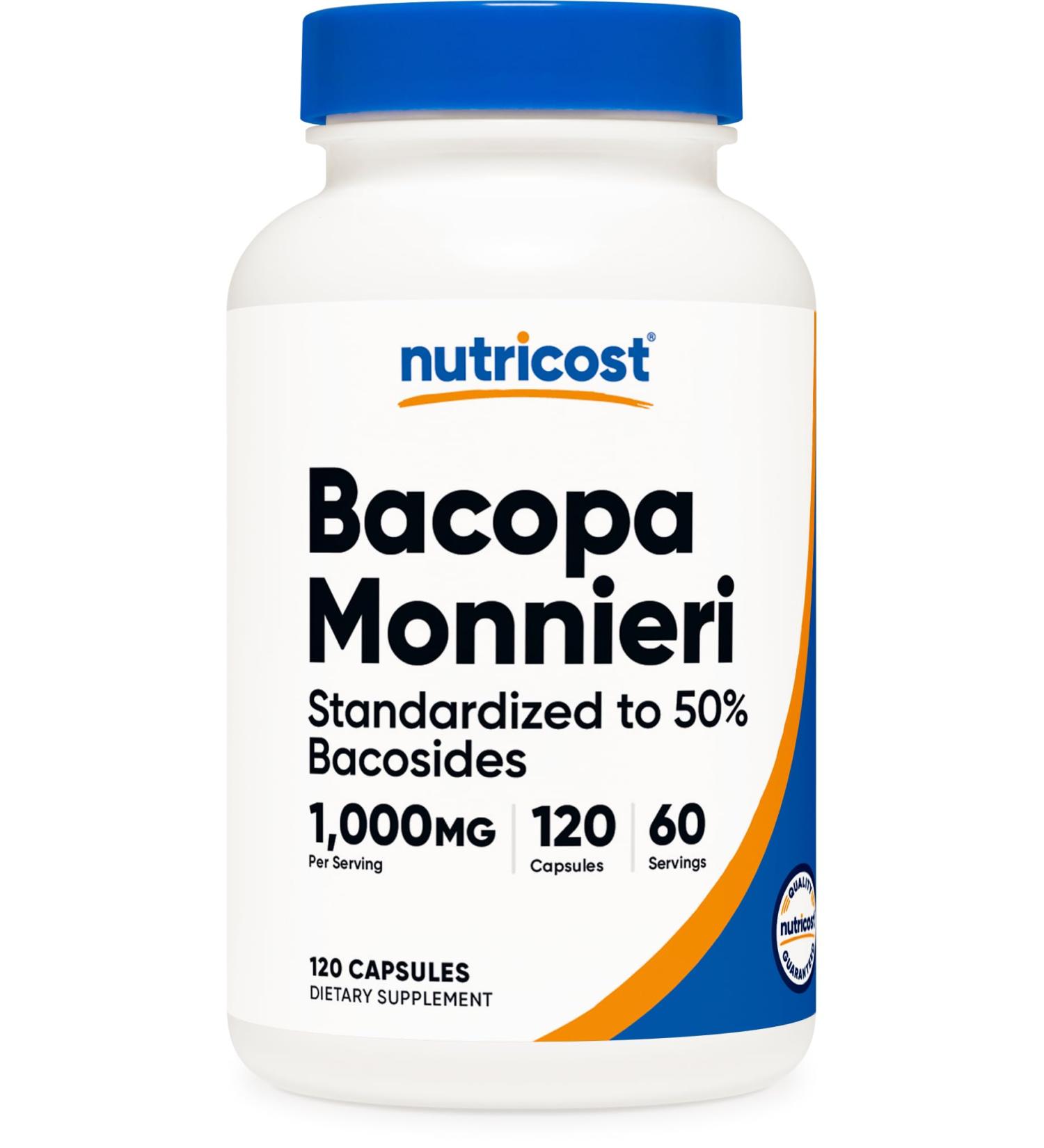 Nutricost Bacopa Monnieri 1 000mg 120 Capsules (60 Servings) - Non-GMO Gluten Free and Vegetarian Friendly 120 Count (Pack of 1) - Buy Online on GoSupps.com