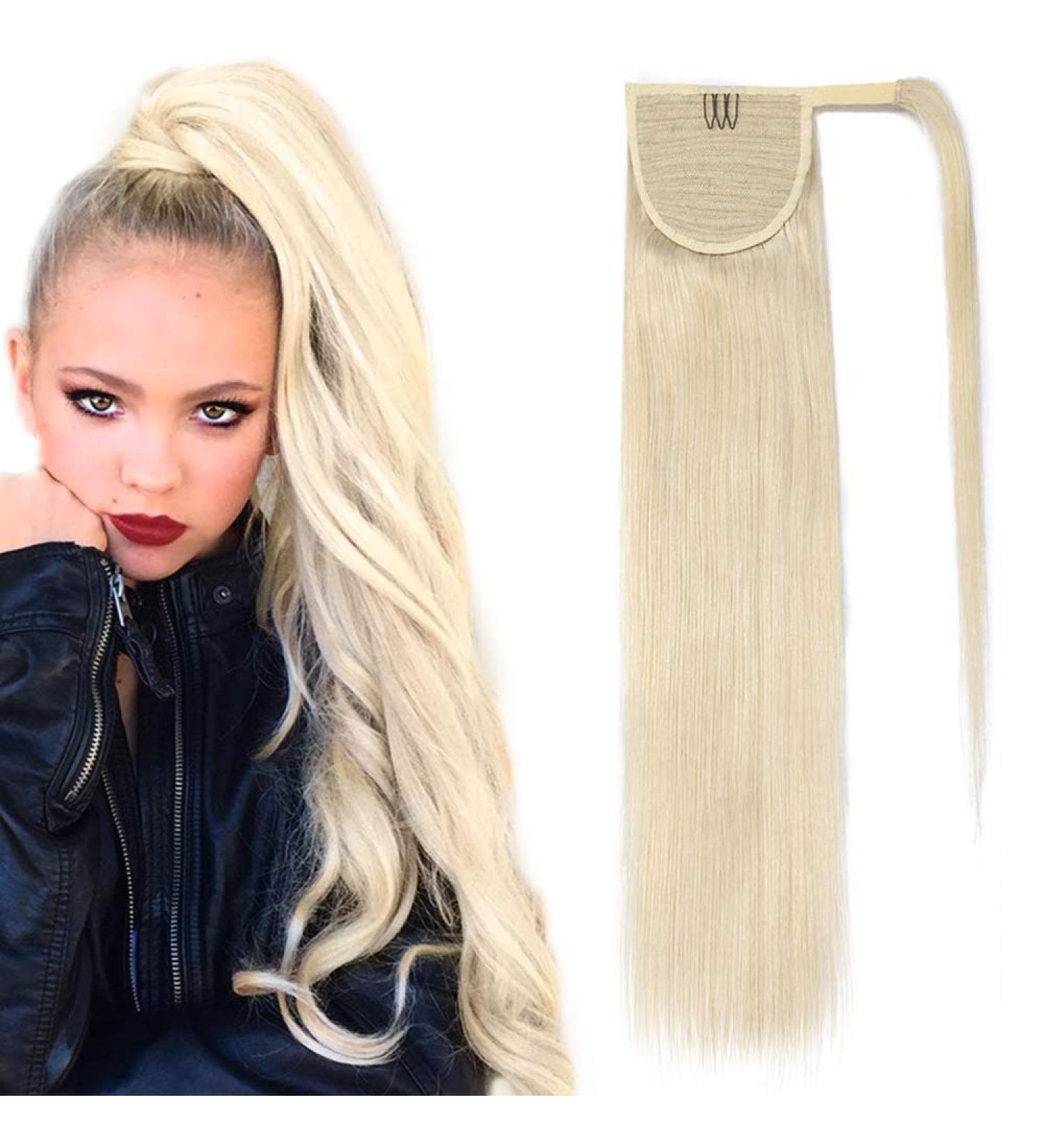 Sego Ponytail Hair Extensions - Clip-in Remy Hair Braid Platinum Blonde #60-1 45.72 cm (90 g) - International Shipping - Buy Online on GoSupps.com