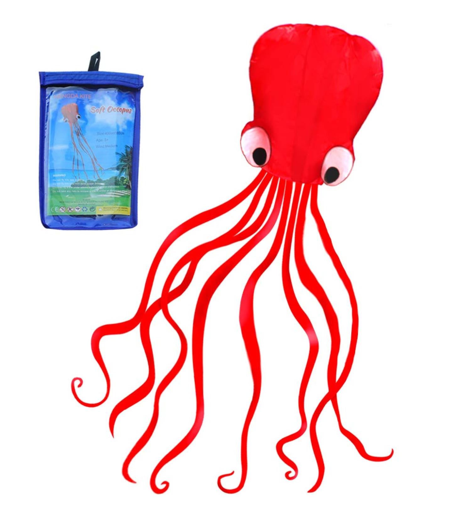 Hengda Kite Octopus Flyer with Long Colorful Tail for Kids - 31 Wide x 157 Long - Large Red Kite - Buy Online on GoSupps.com