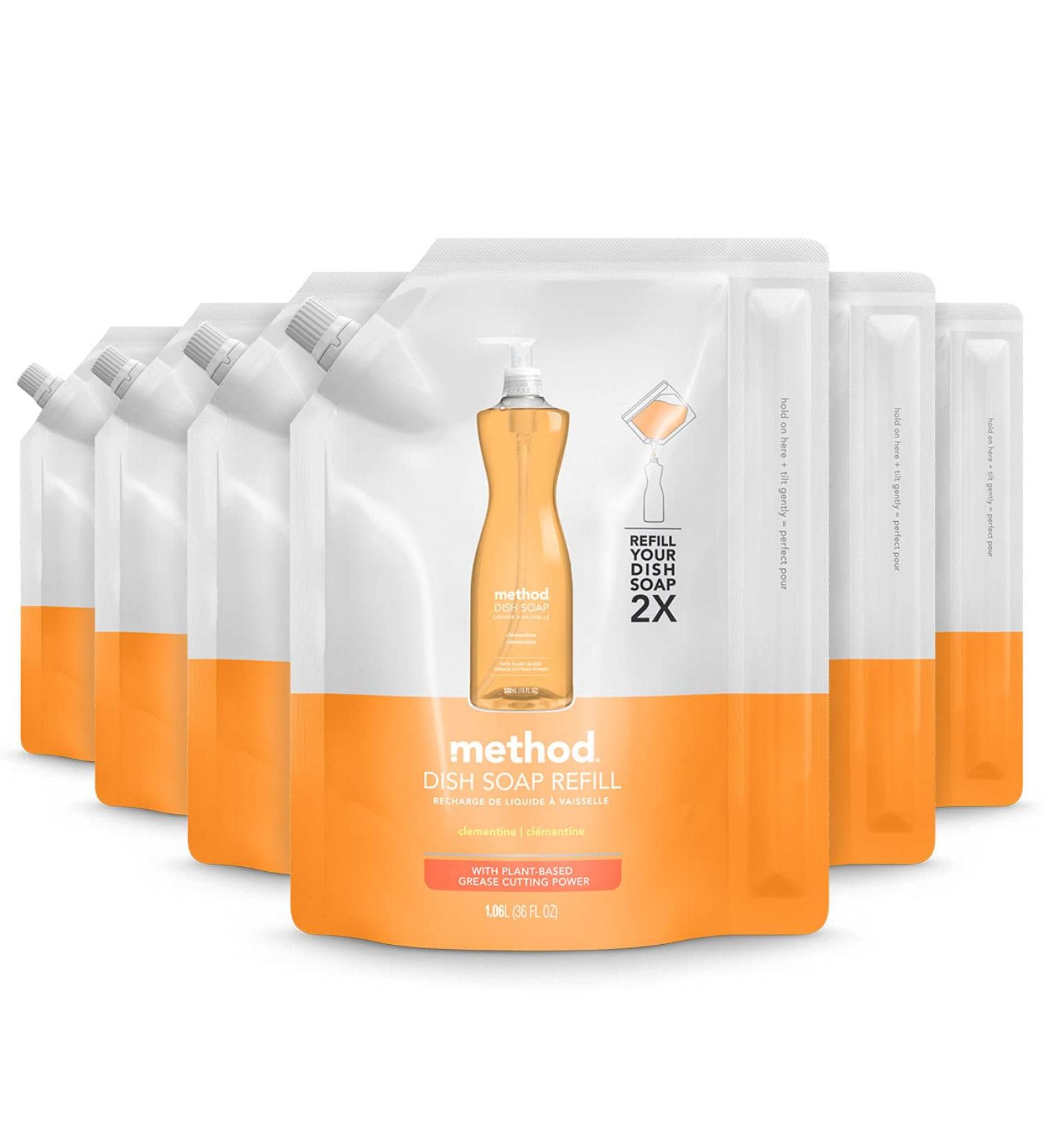 Method Clementine Gel Dish Soap Refill - 36 oz (Pack of 6) | Eco-Friendly & Biodegradable - Buy Online on GoSupps.com