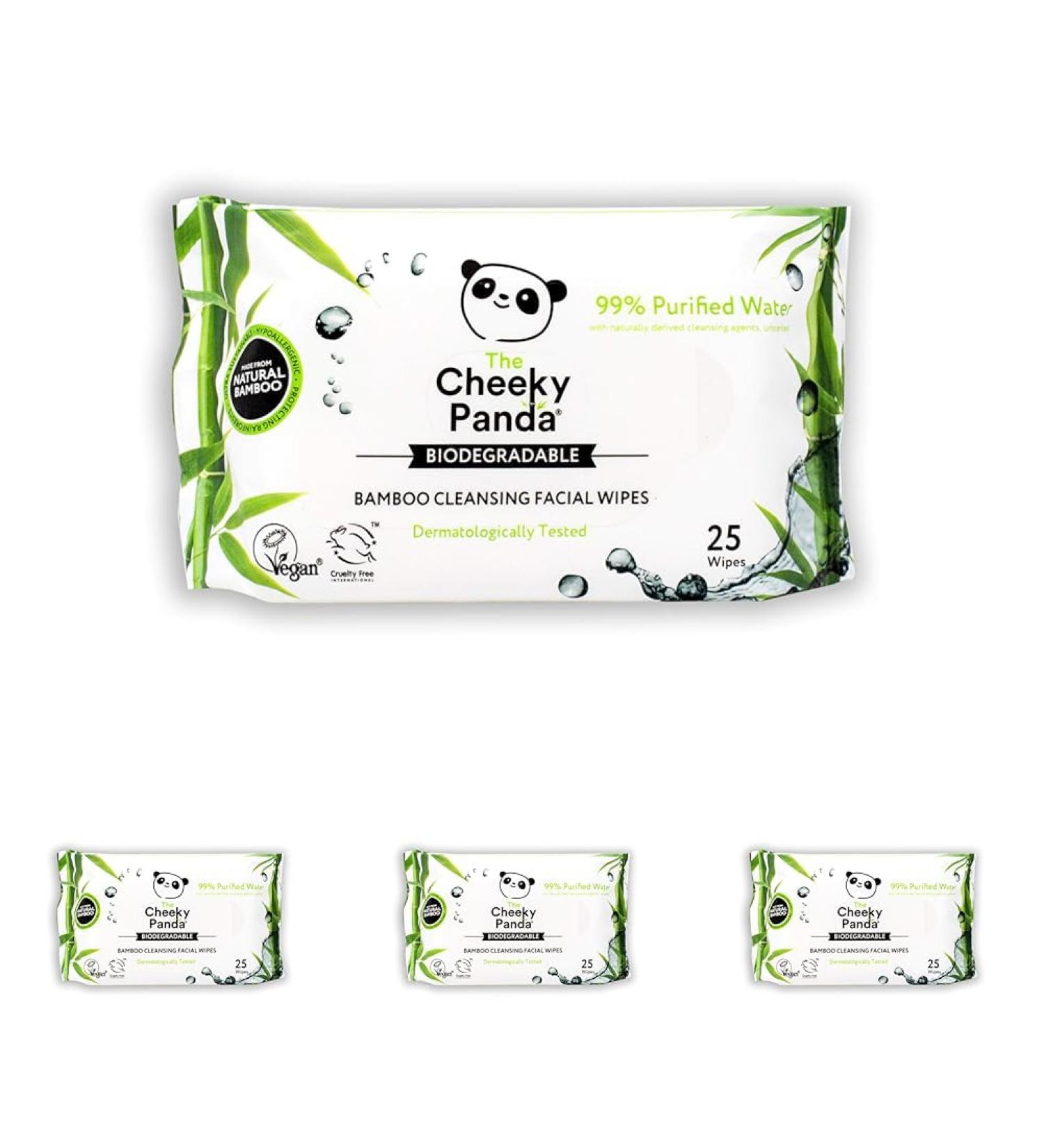 The Cheeky Panda Bamboo Facial Make Up Remover Wipes | Sustainable Face Wipes Eye Makeup Remover | Unscented Pack of 100 Face Wipes | 99% Purified Water 25 count (Pack of 4) Unscented - Buy Online on GoSupps.com