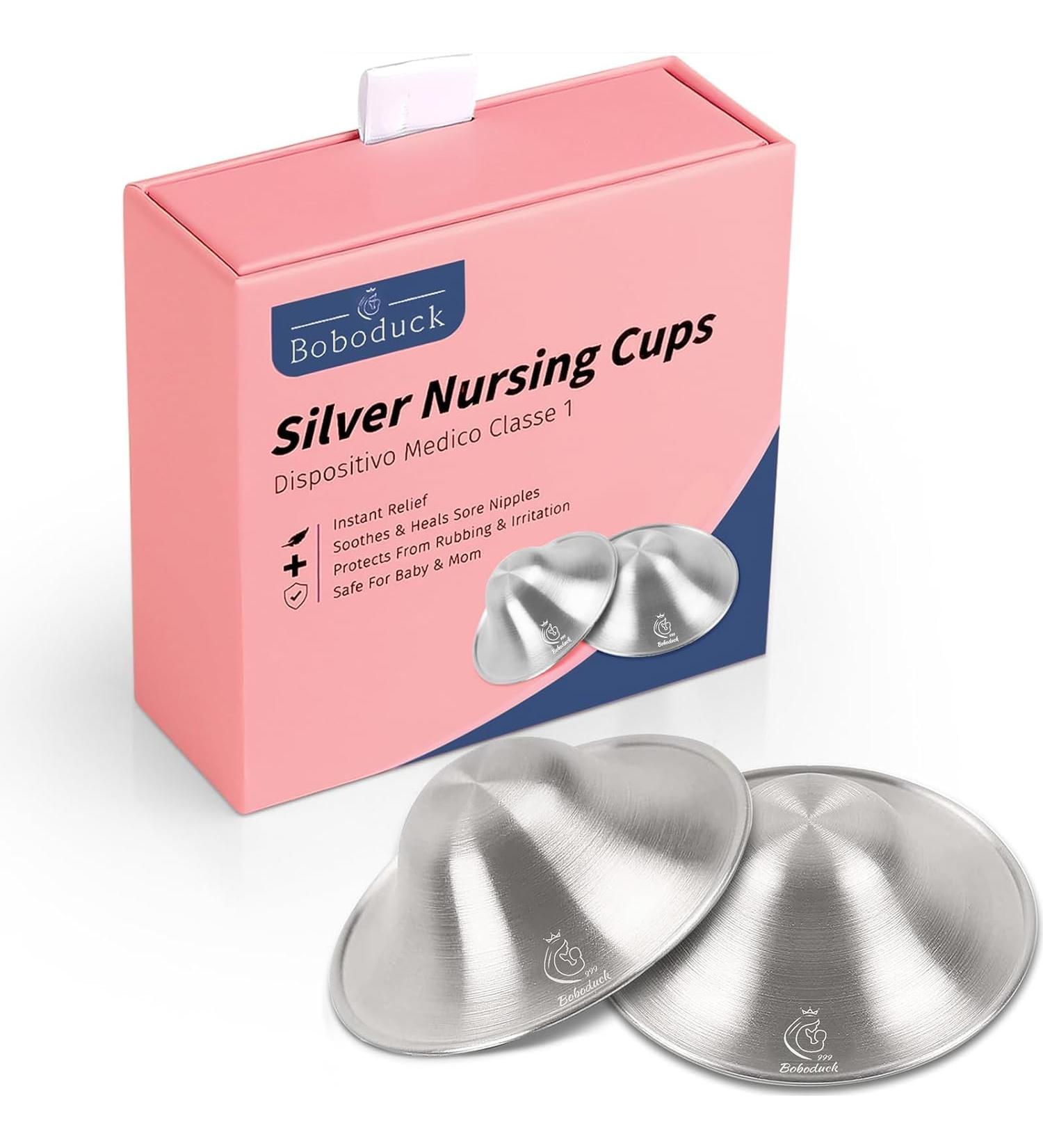 Boboduck Handmade 999 Silver Nipple Shields Essential Shields for Breastfeeding Breast Pain Relief Silver Cups for Nursing Newborns Silver Nipple Guards and Pads (Large) - Buy Online on GoSupps.com
