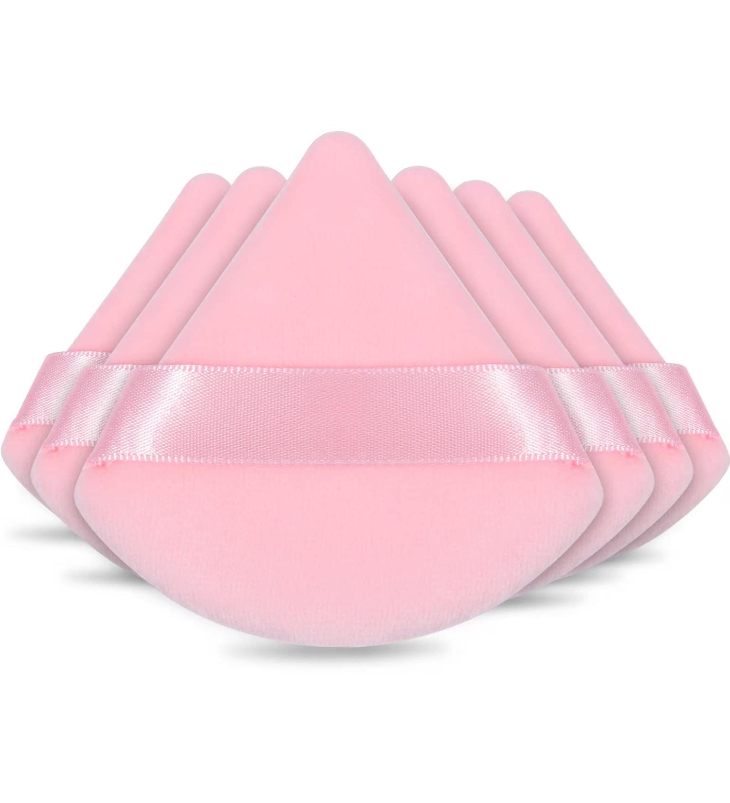 FRAGLOW Powder Puffs - 6 Soft Triangle Makeup Puff Set for Loose & Mineral Powder | Velour Foundation Blender Sponge | Beauty Tools (Pink - Buy Online on GoSupps.com
