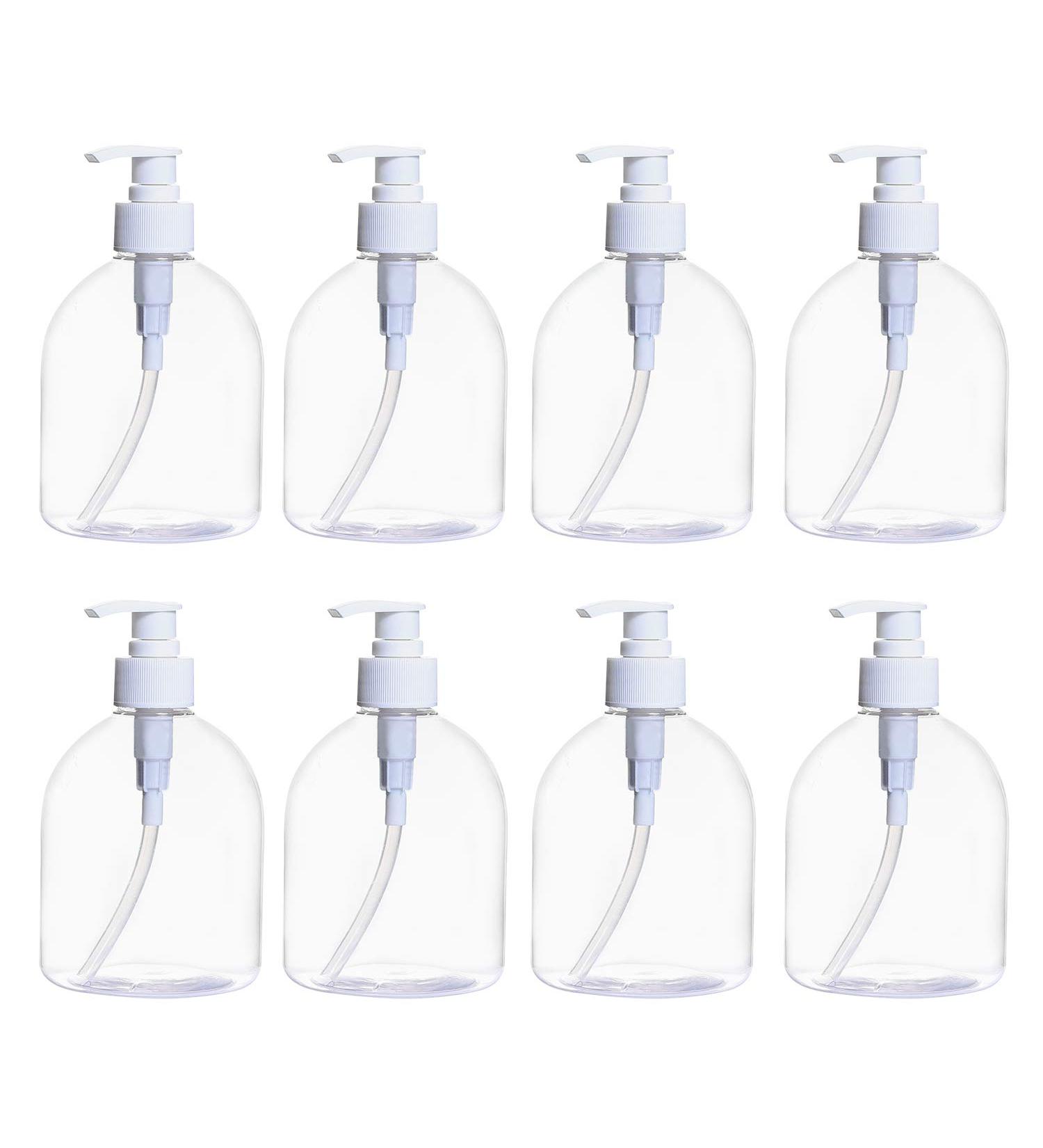 Yephets 16oz Clear Pump Bottles for Hand Sanitizer - 8 Pack BPA-Free Refillable Shampoo Containers - Buy Online on GoSupps.com