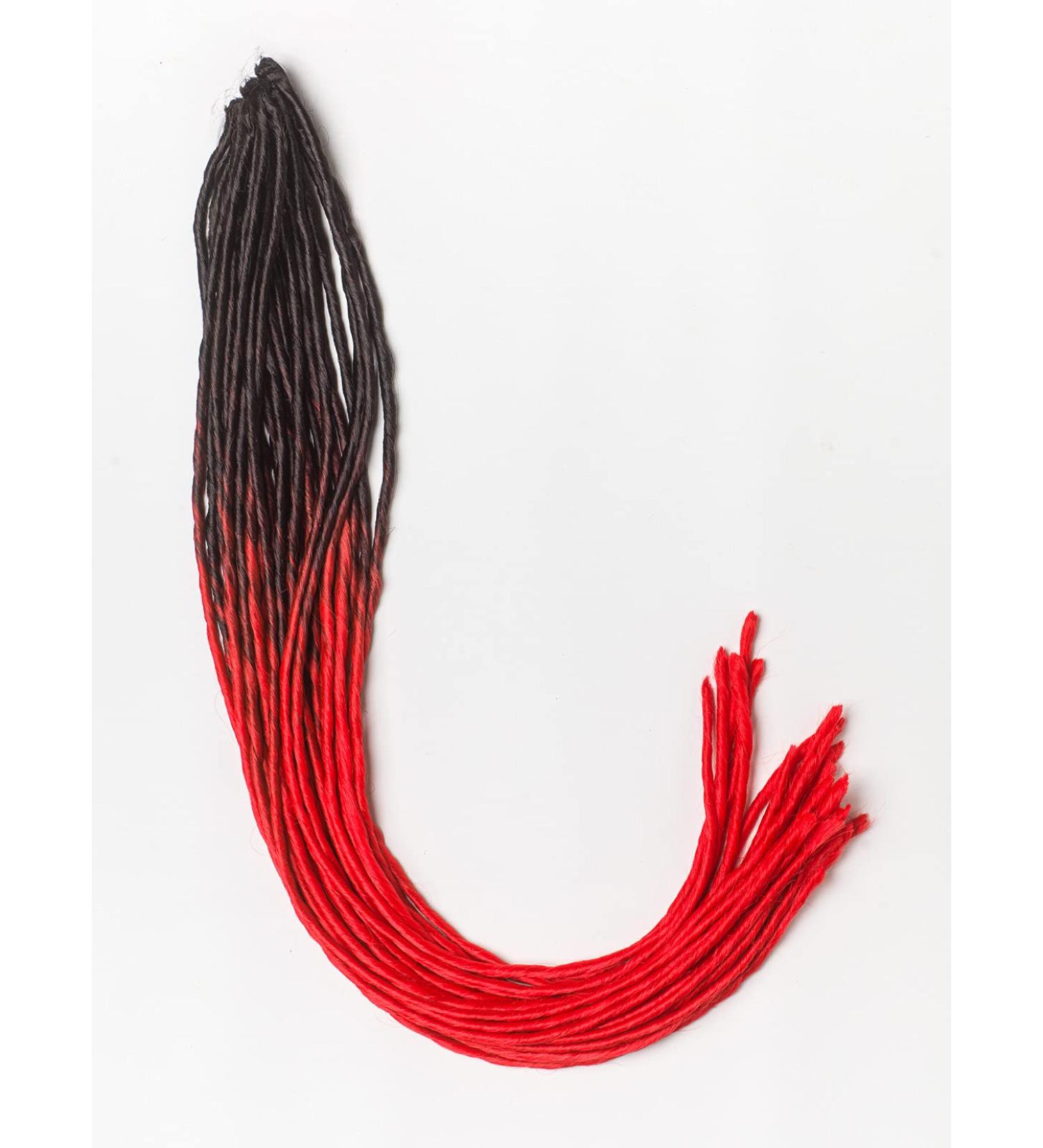 DreadLab - Soft Style Ombre Double Ended Synthetic Dreadlocks Twists 10 Pack (Black - Red Transitional)