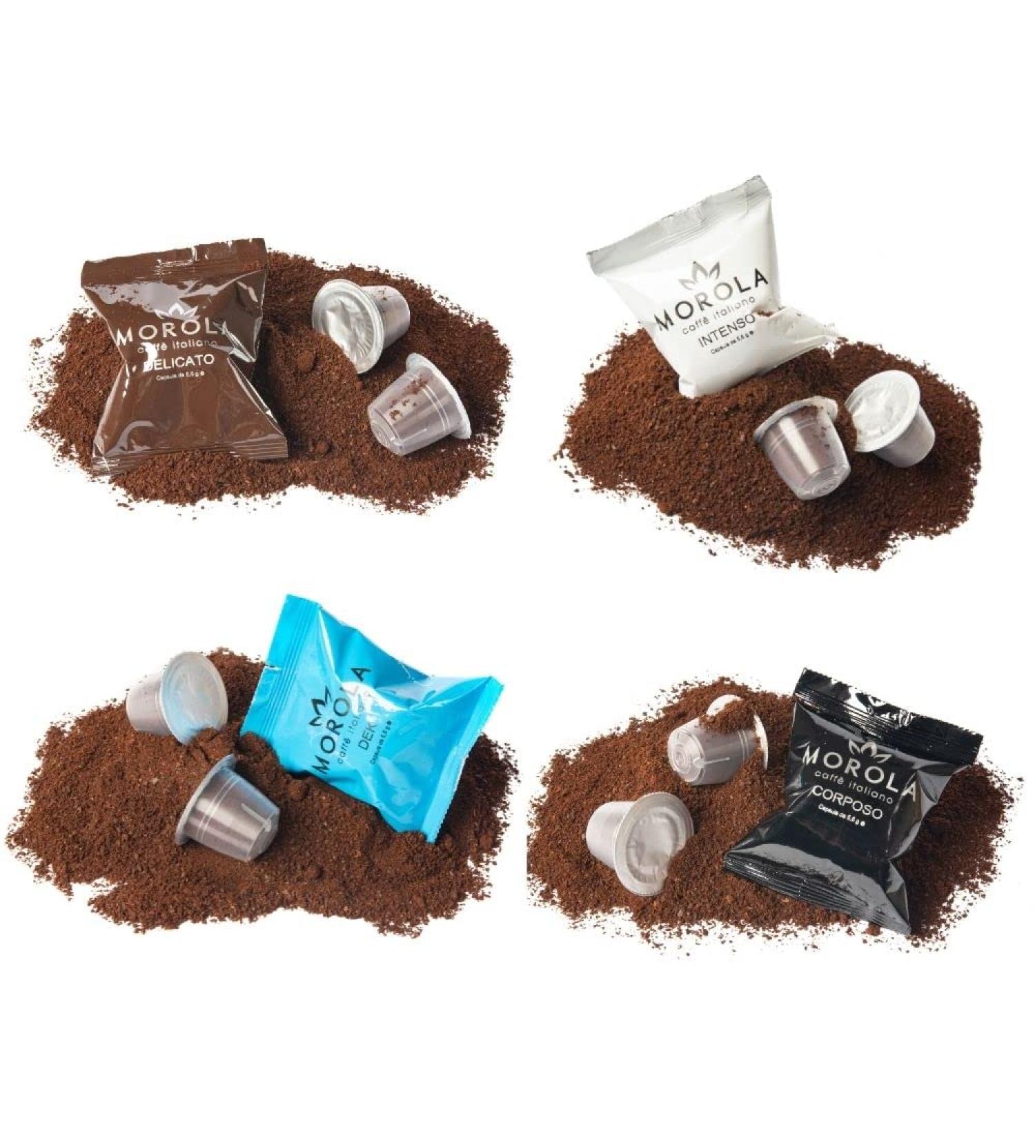 Morola Caff Italiano - 100 Nespresso Compatible Capsules - Assortment of Nespresso Capsules - Nespresso Compatible Tasting - 4 Flavors - Buy Online on GoSupps.com