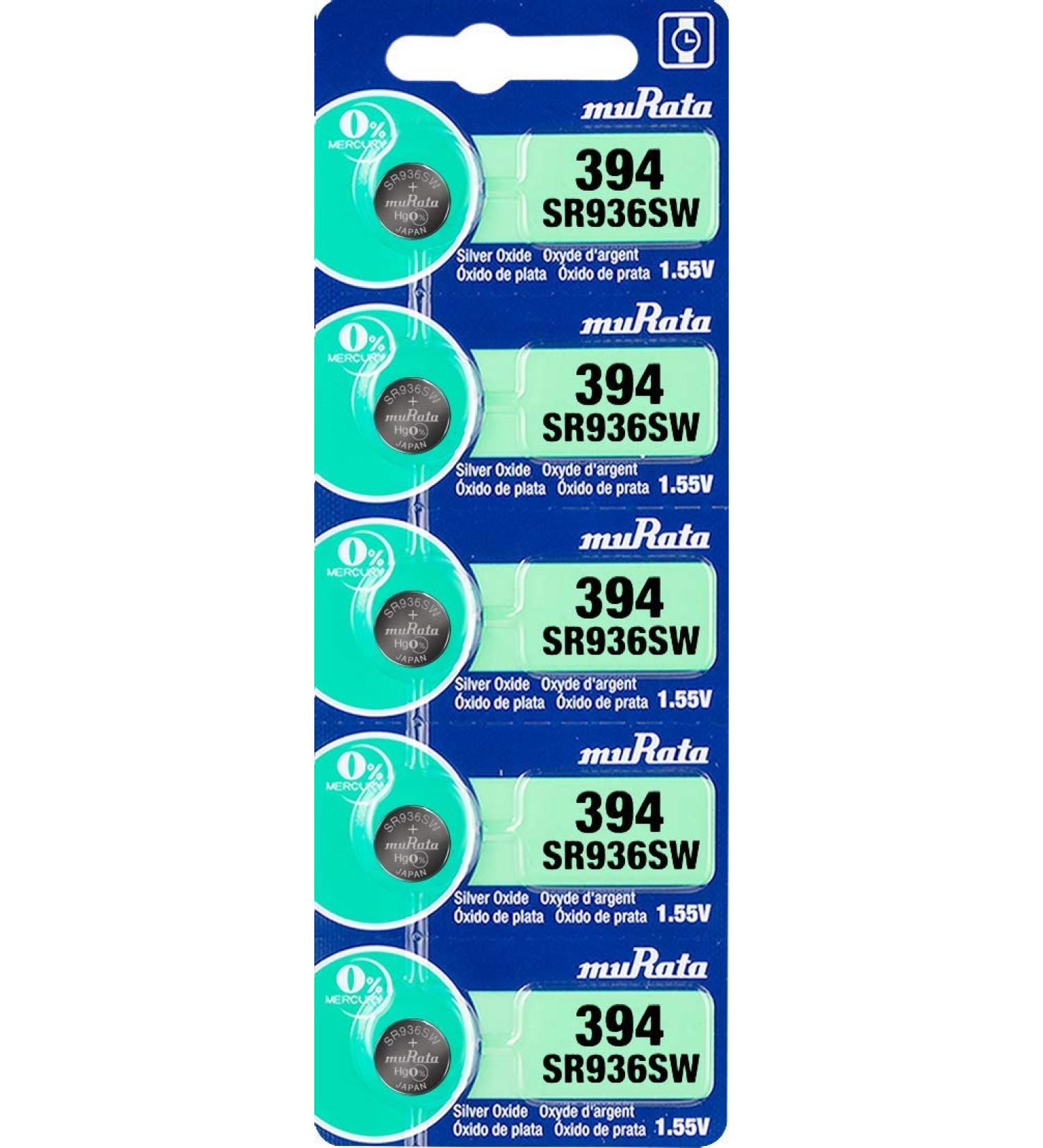 Buy Murata 394 Battery SR936SW 1.55V Silver Oxide - 5 Pack | International Shipping Available - Buy Online on GoSupps.com