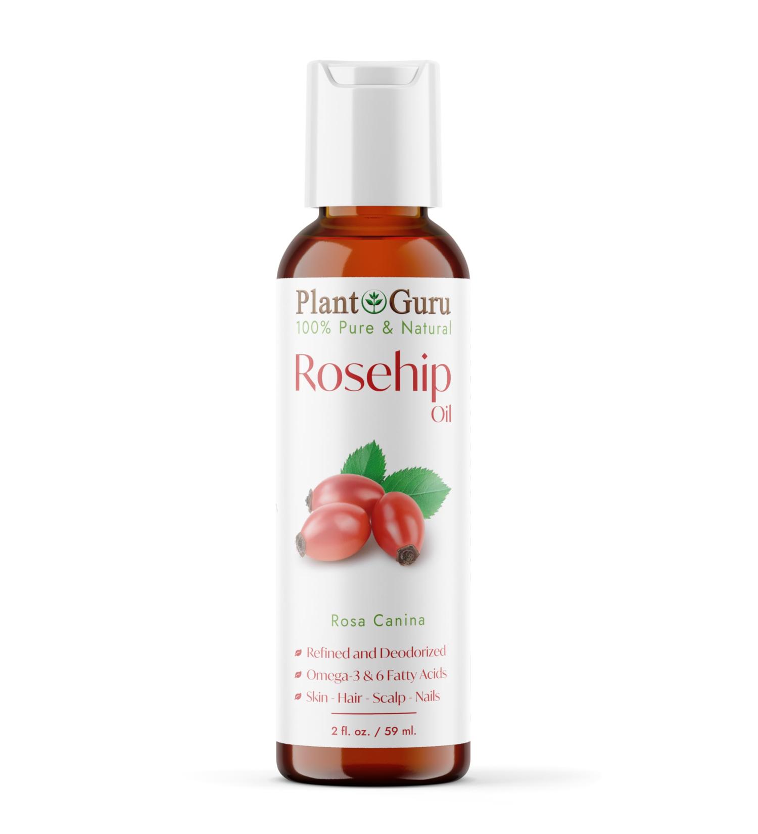 Rosehip Oil 2 oz - 100% Pure Refined & Deodorized | Natural Skin Body & Face Care | Promotes Hair Growth & More - Buy Online on GoSupps.com