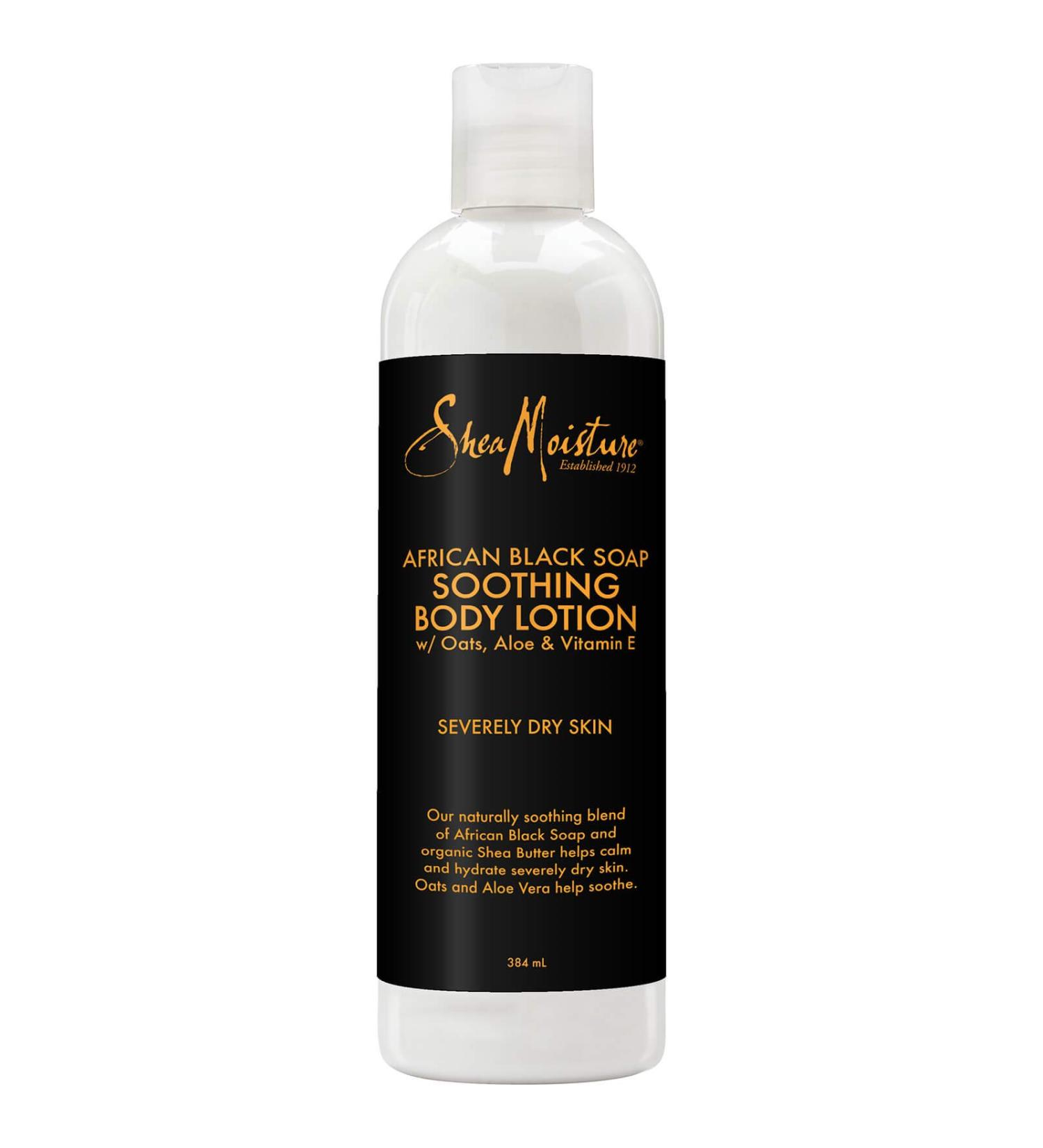 Shea Moisture African Black Soap Soothing Body Lotion with Oats Aloe and Vitamin E for Severly Dry Skin 384 ml