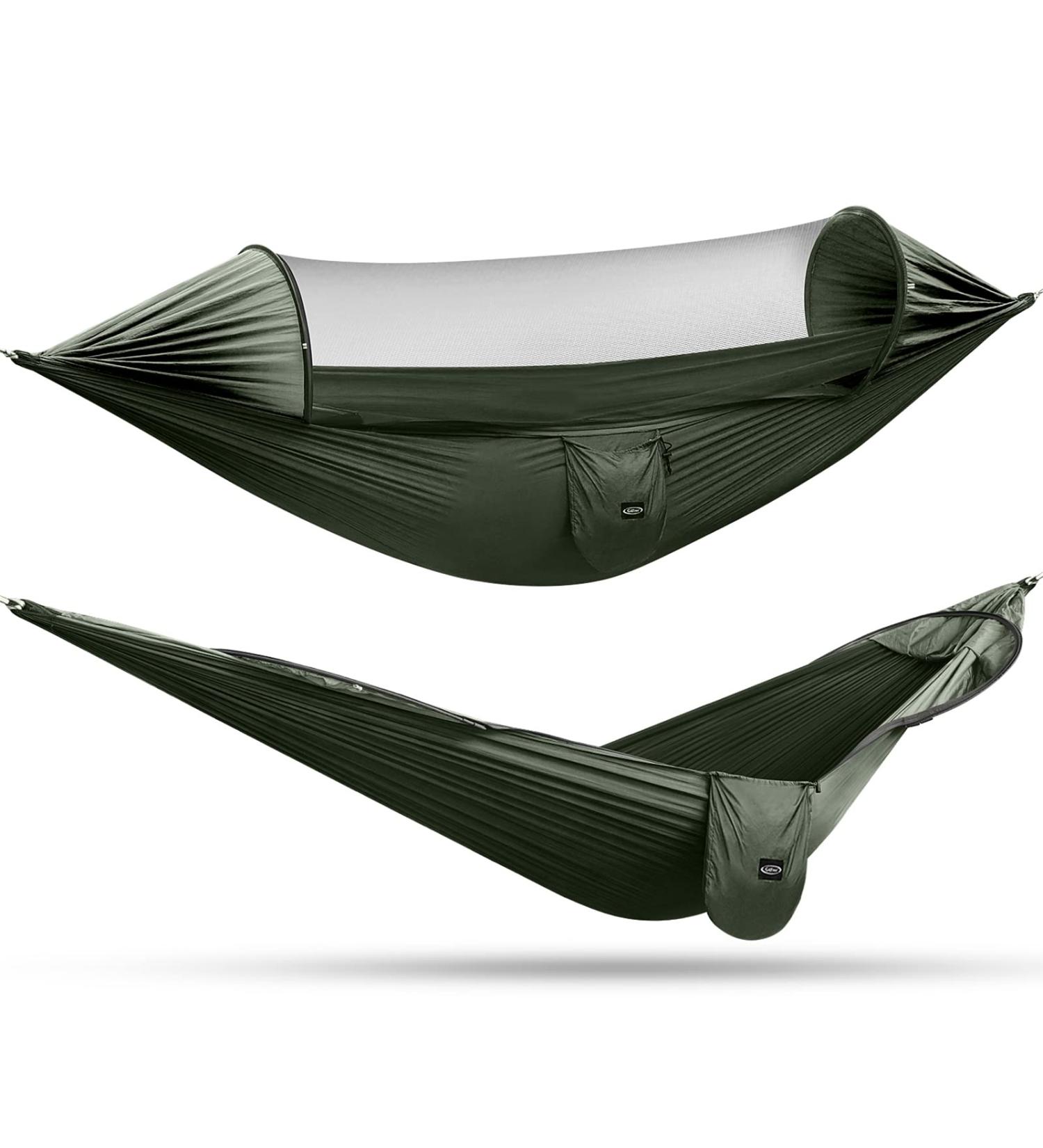 G4Free Large Camping Hammock with Mosquito Net - 2 Person Lightweight Parachute Hammocks for Outdoor Backpacking and Hiking - Army Green - Buy Online on GoSupps.com