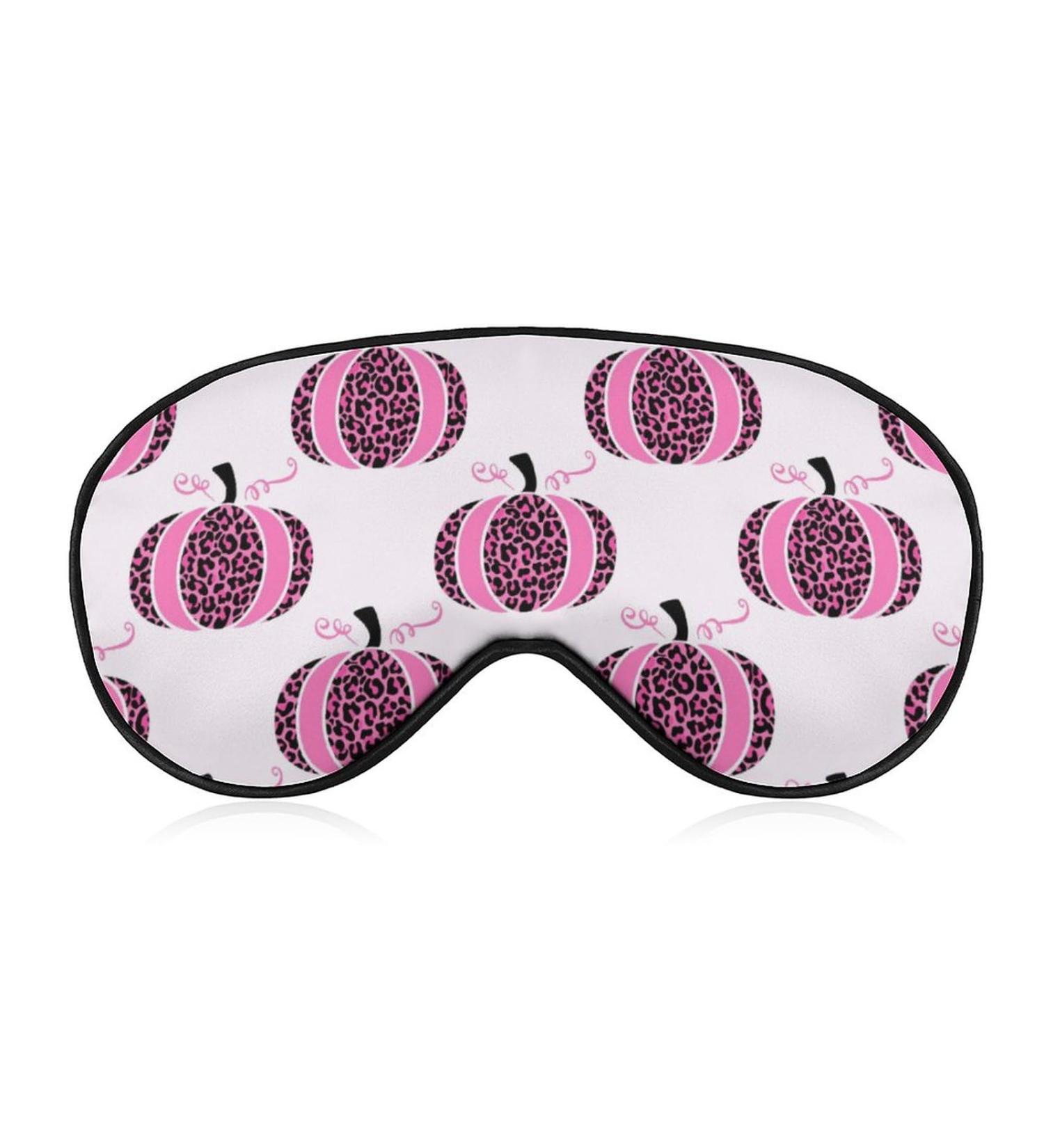 LynaRei Pink Leopard Pumpkin Sleep Mask - Thanksgiving Day Blindfold for Full Night's Sleep and Travel - Elastic Blackout Eye Mask Cover - Buy Online on GoSupps.com