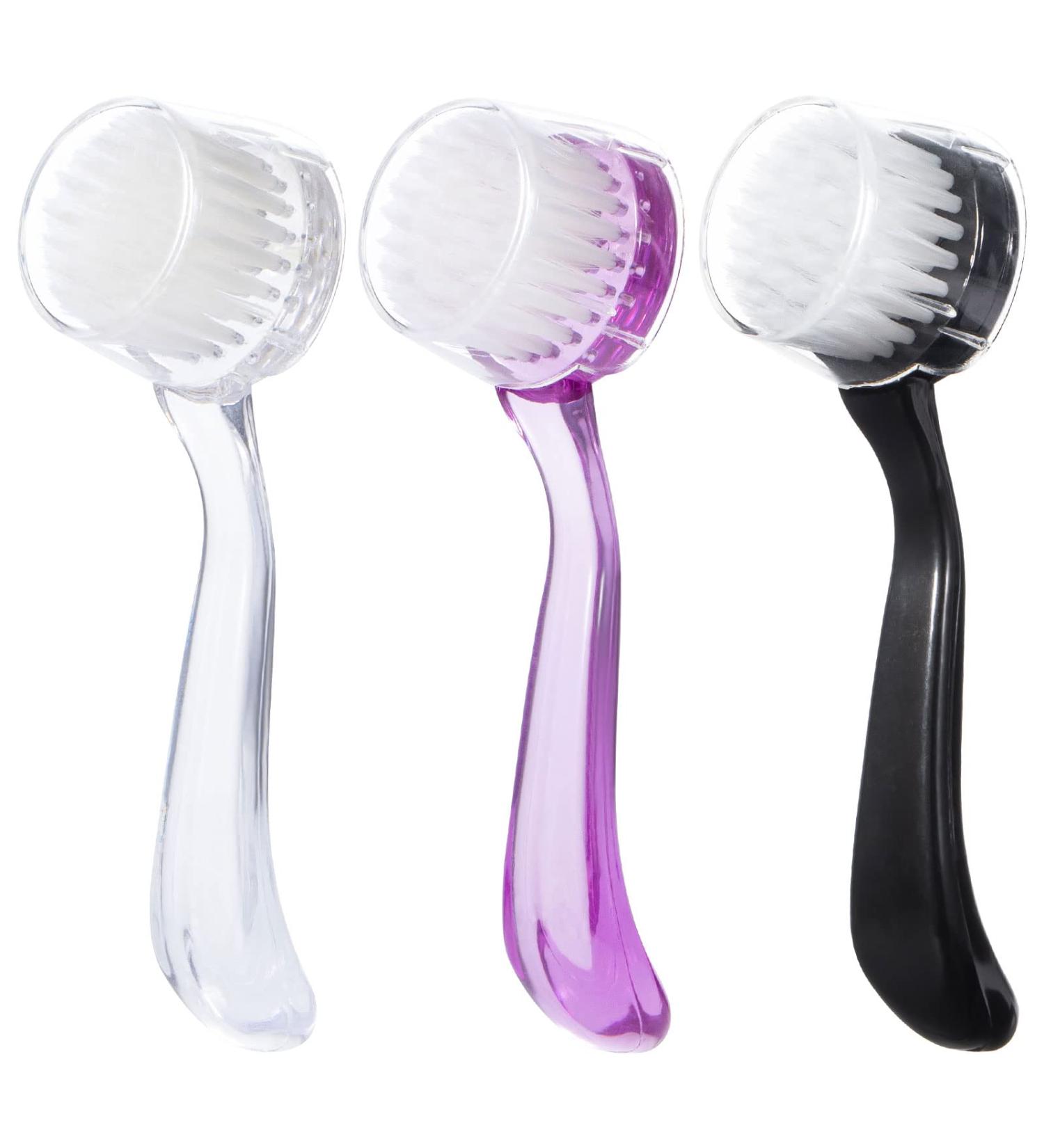Raploy Soft Bristle Facial Cleansing Brush 3 Pack - Acrylic Handle for Exfoliating and Massage - Black Clear Purple (5.24x1.38) - Buy Online on GoSupps.com