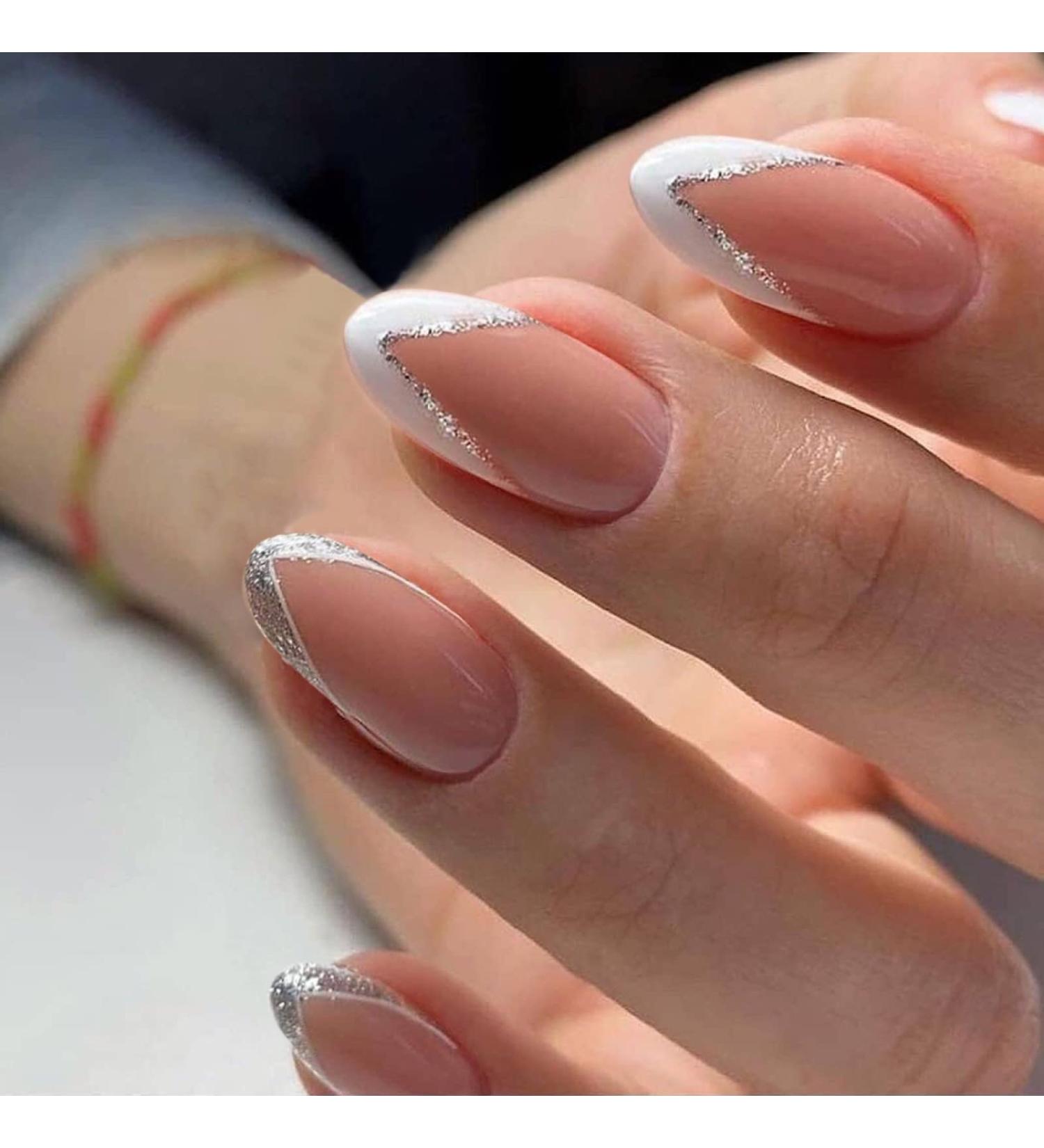24Pcs Full Cover Nail Coffin Pink Ripple Short French Fake Nails Artificial Wear Square Acrylic False Nails Press On Nail Art Jp898