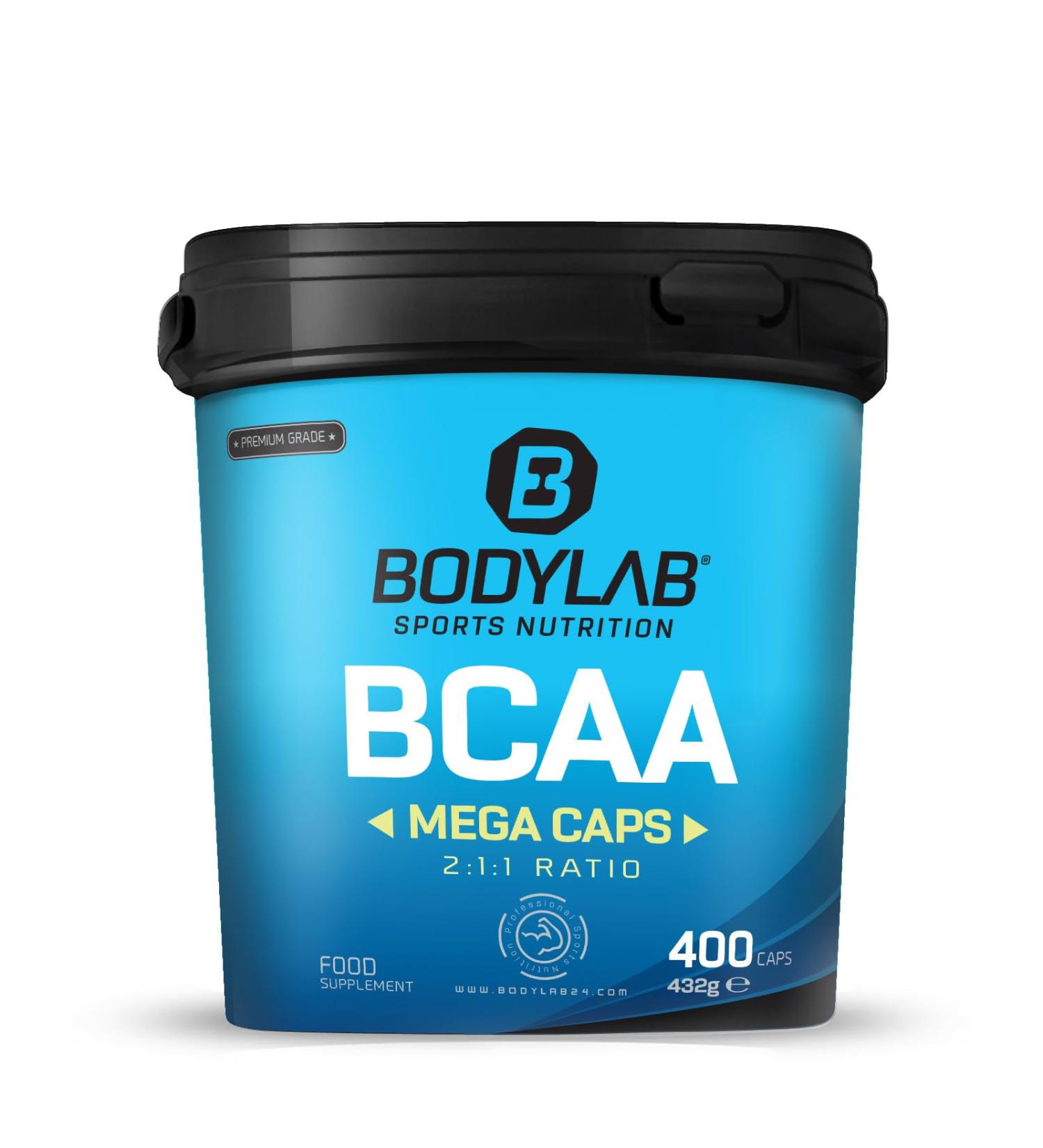Buy BODYLAB24 BCAA Mega Caps 400 - 1800mg BCAA 2:1:1 Ratio | Essential Amino Acids | Easy Dosage Capsules - Buy Online on GoSupps.com