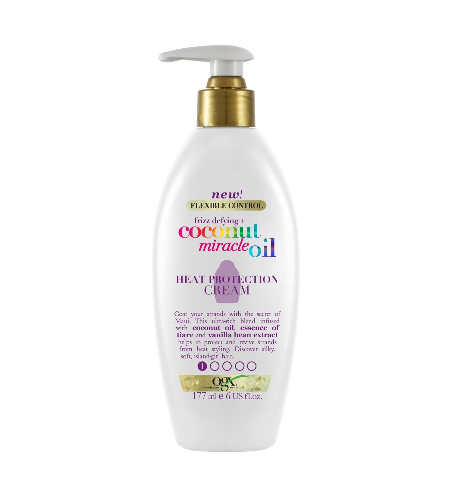 OGX Frizz Defying Coconut Miracle Oil Heat Protection Cream - 177 ml | Best Heat Protectant for Smooth Hair - International Shipping Available - Buy Online on GoSupps.com