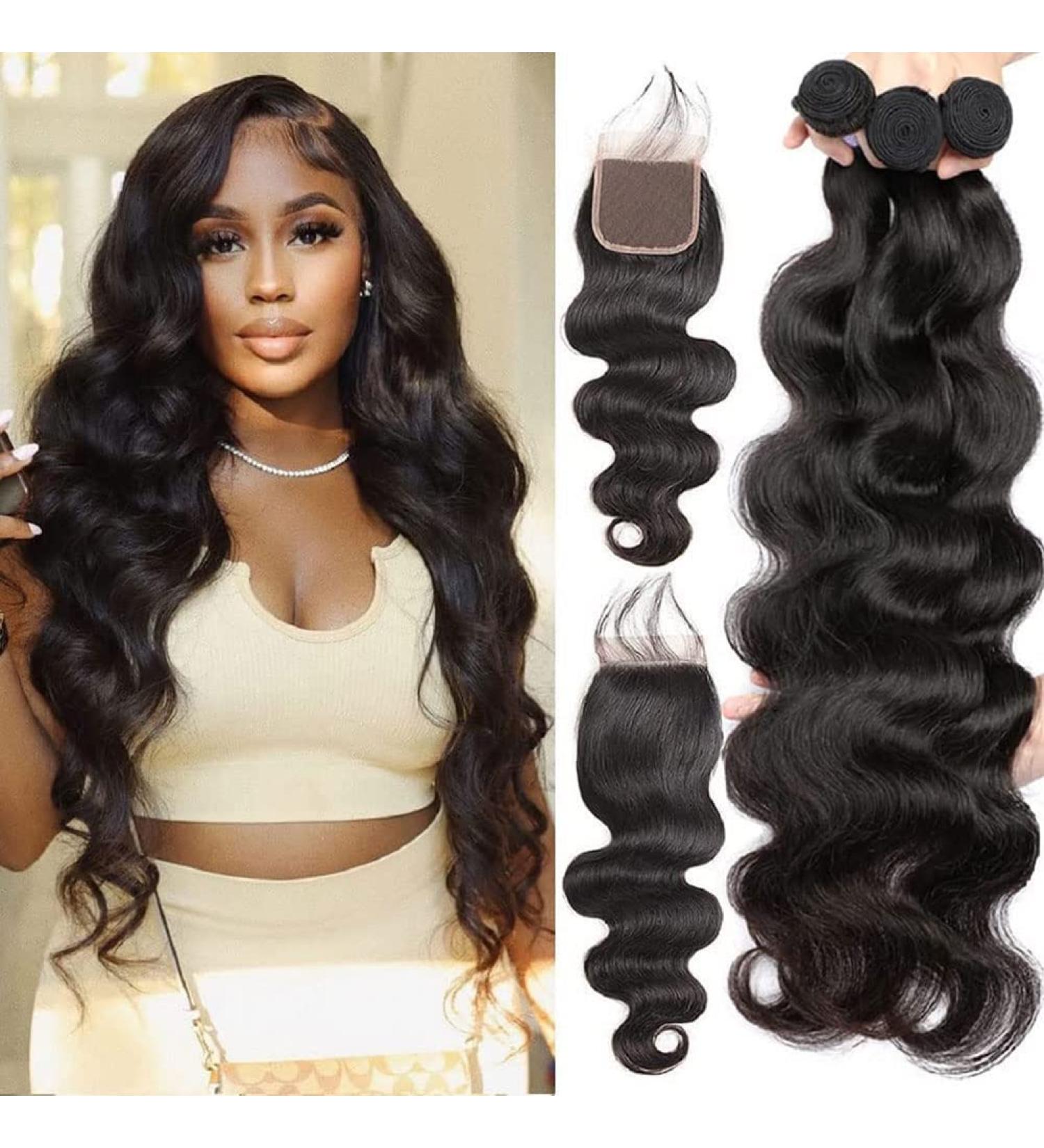 10A Brazilian Virgin Human Hair Bundles with Closure - Body Wave 3 Bundles (22 24 26) + 4x4 Lace Closure (20) - 150% Density Unprocessed Hair - Buy Online on GoSupps.com