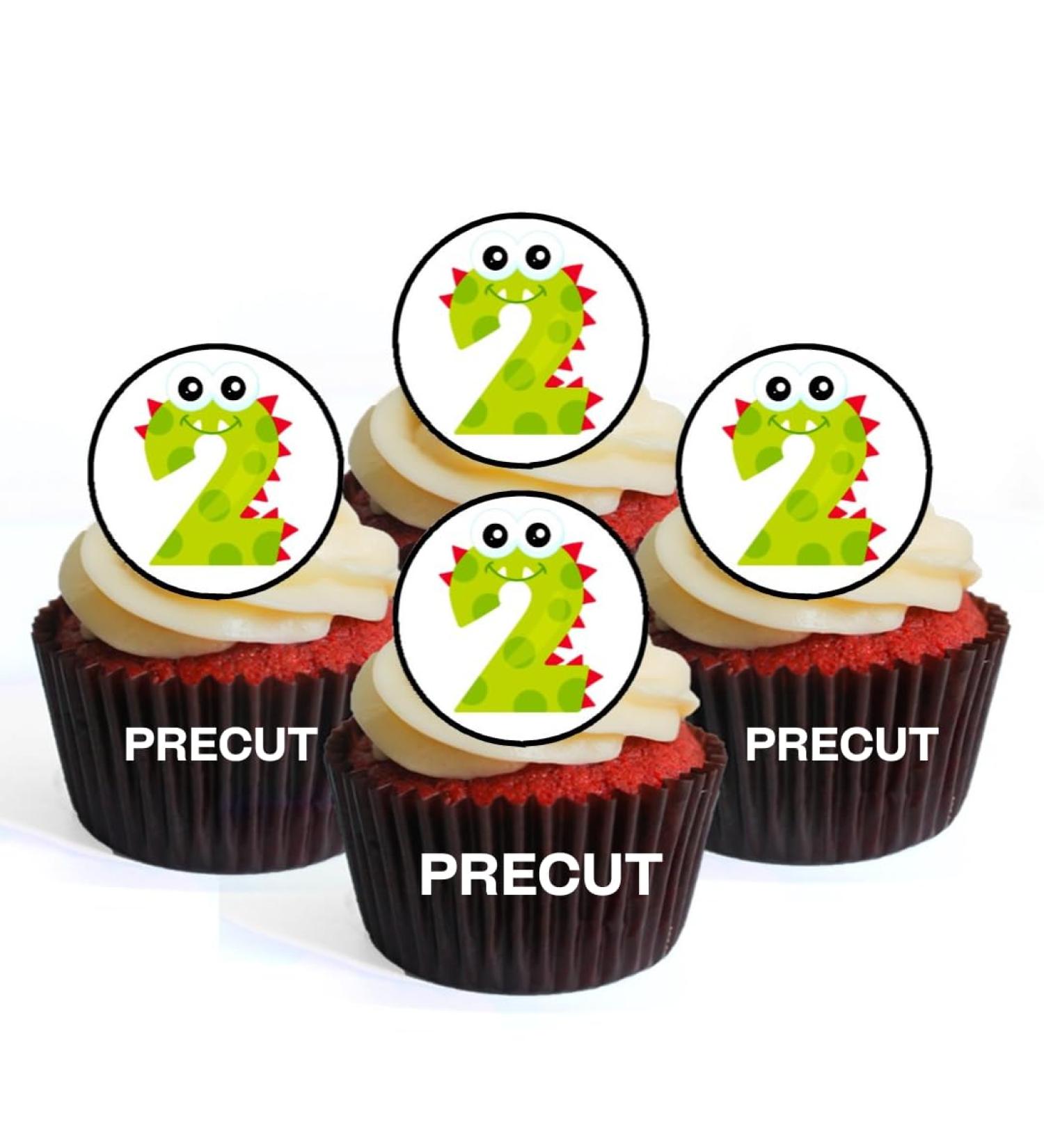 PRECUT Monster 2nd Birthday Edible Cupcake Toppers - Monster Numbers Theme Premium Thickness SWEETENED VANILLA - wafer card disc cake decorations (Pack of 12) - Buy Online on GoSupps.com