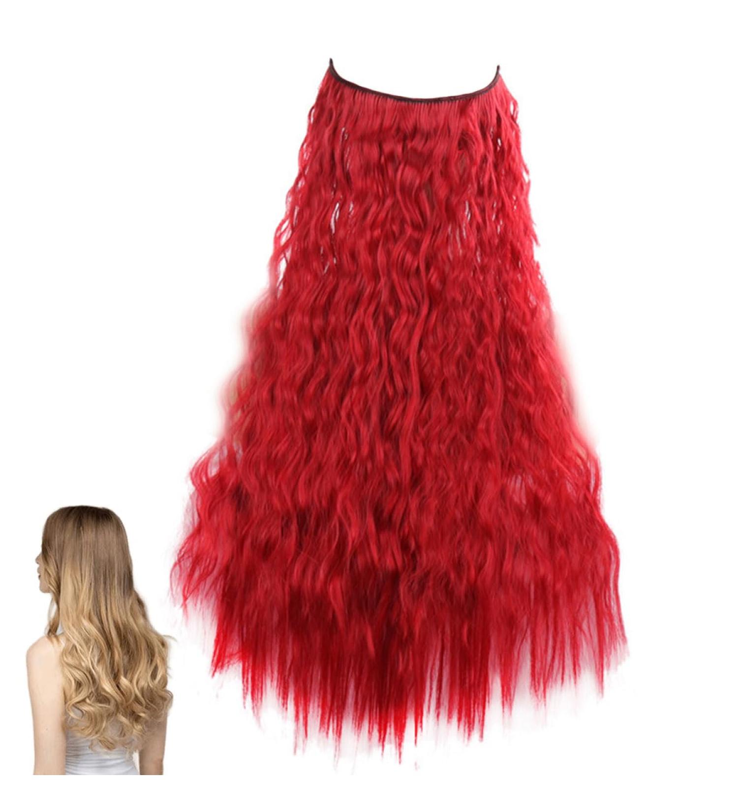 Traziewell Red Hair Extensions Thick Invisible Wire Halo Hair Extension Adjustable Wavy Curly Long Hairpieces for Women Ladies 1111 - Buy Online on GoSupps.com