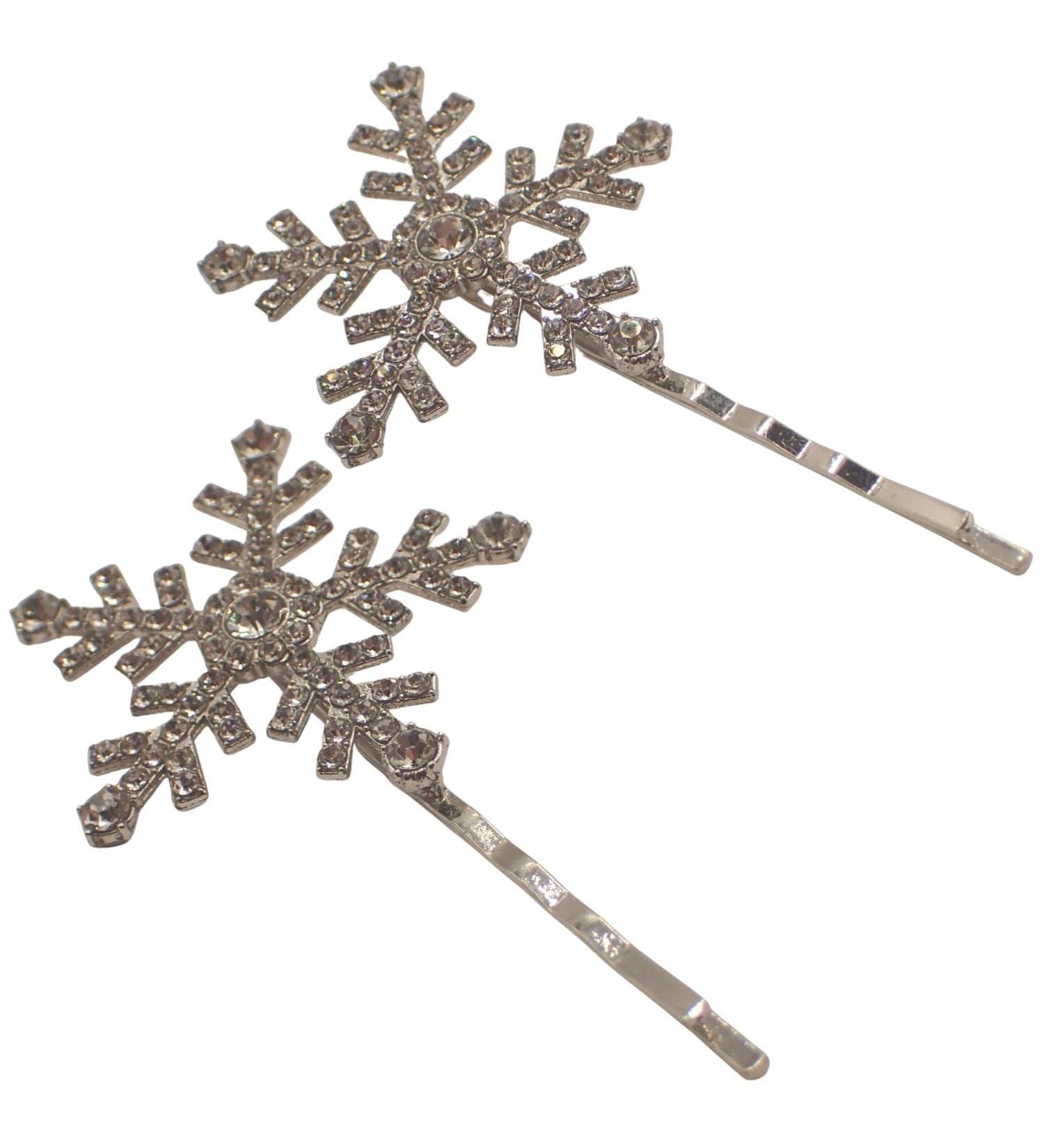 Topkids Accessories 2pc Rhinestone Christmas Hair Accessories Hair Grips - Hair Slides Hair Slides for Women or Girls Bridal Hair Accessories Wedding Hair Accessories for Women (Silver Snowflake) - Buy Online on GoSupps.com