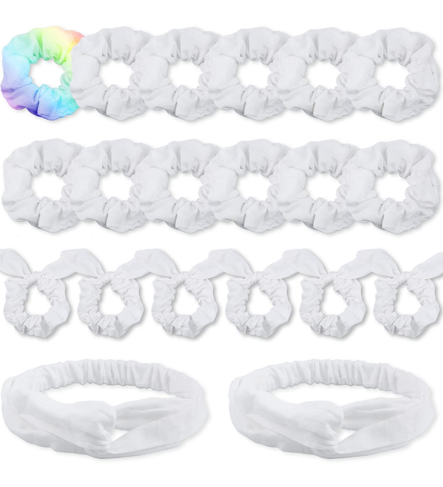 Venust White Hair Tie Scrunchie - 20 Pcs DIY Cotton Loop Hair Accessories for Girls & Women | Perfect for Batik Tie Dye & Party Activities - Buy Online on GoSupps.com