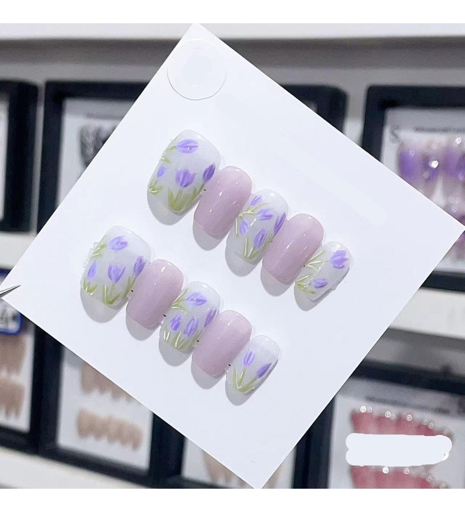 Handmade Long and Short Nail Patches for Artificial Nail Enhancement(Color:19548 Size:XS) - Buy Online on GoSupps.com