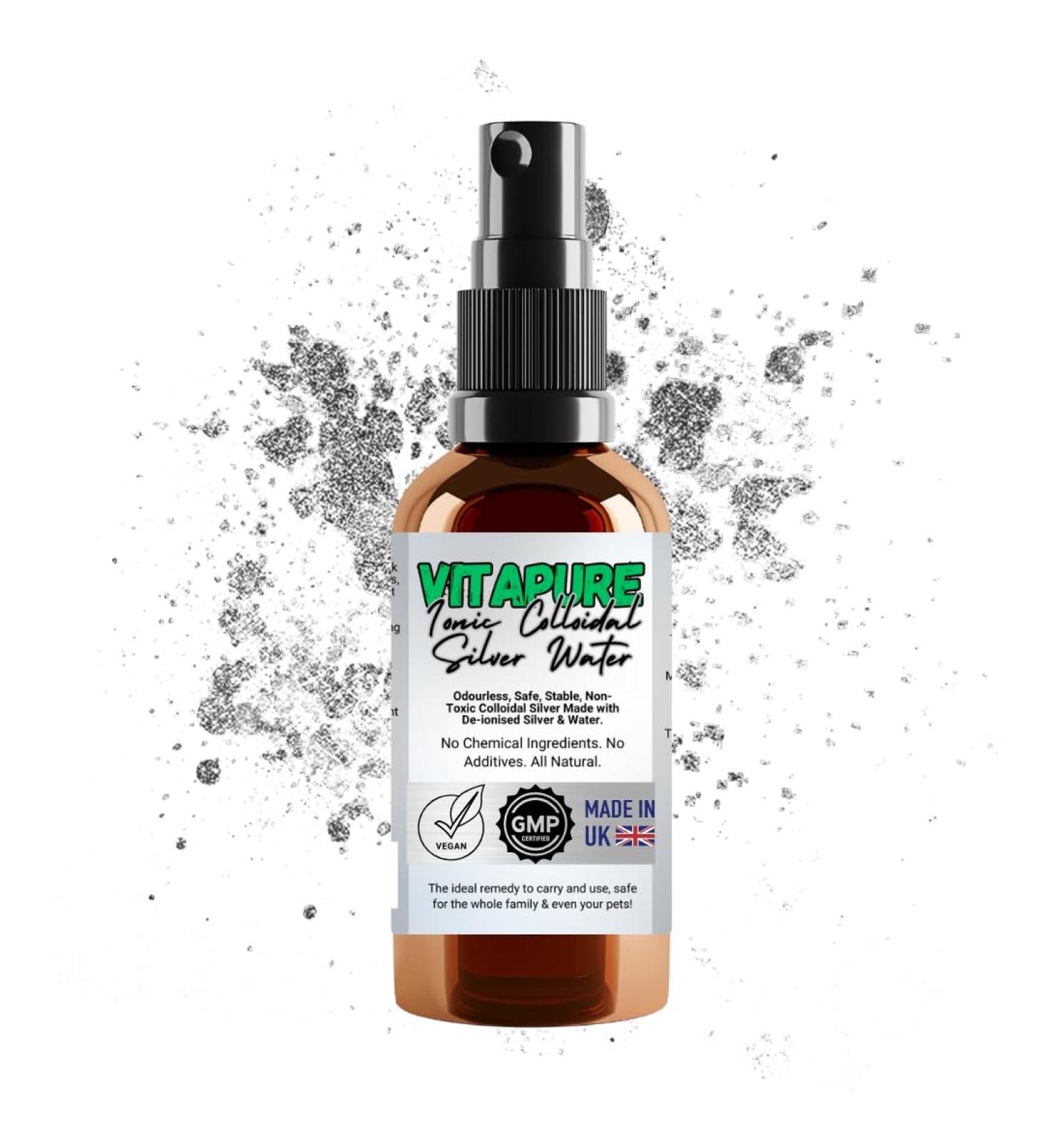 VSHC VitaPure Premium Quality Ionic Colloidal Silver Water Spray Bottle 50ml 3040ppm Purity 9999 High pH