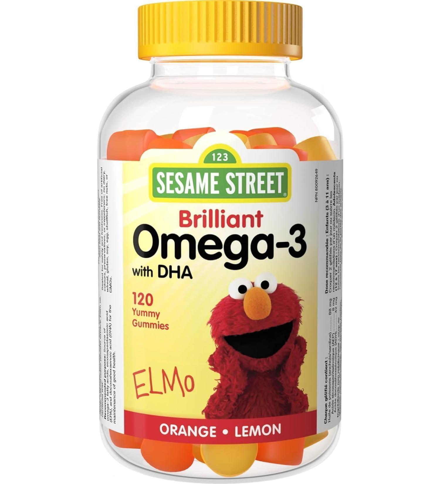 Sesame Street Brilliant Omega-3 Kids Gummy with DHA by Webber Naturals 120 Gummies For Children Age 3 and Up - Buy Online on GoSupps.com
