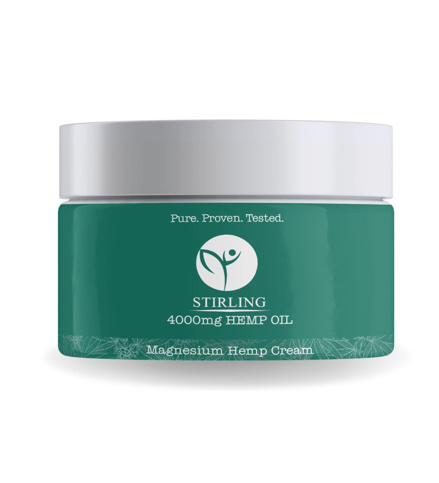 STIRLING Hemp Magnesium Cream 4000mg | Hemp Oil & Arnica Balm for Joint & Muscle Pain Relief | Made in USA - Buy Online on GoSupps.com