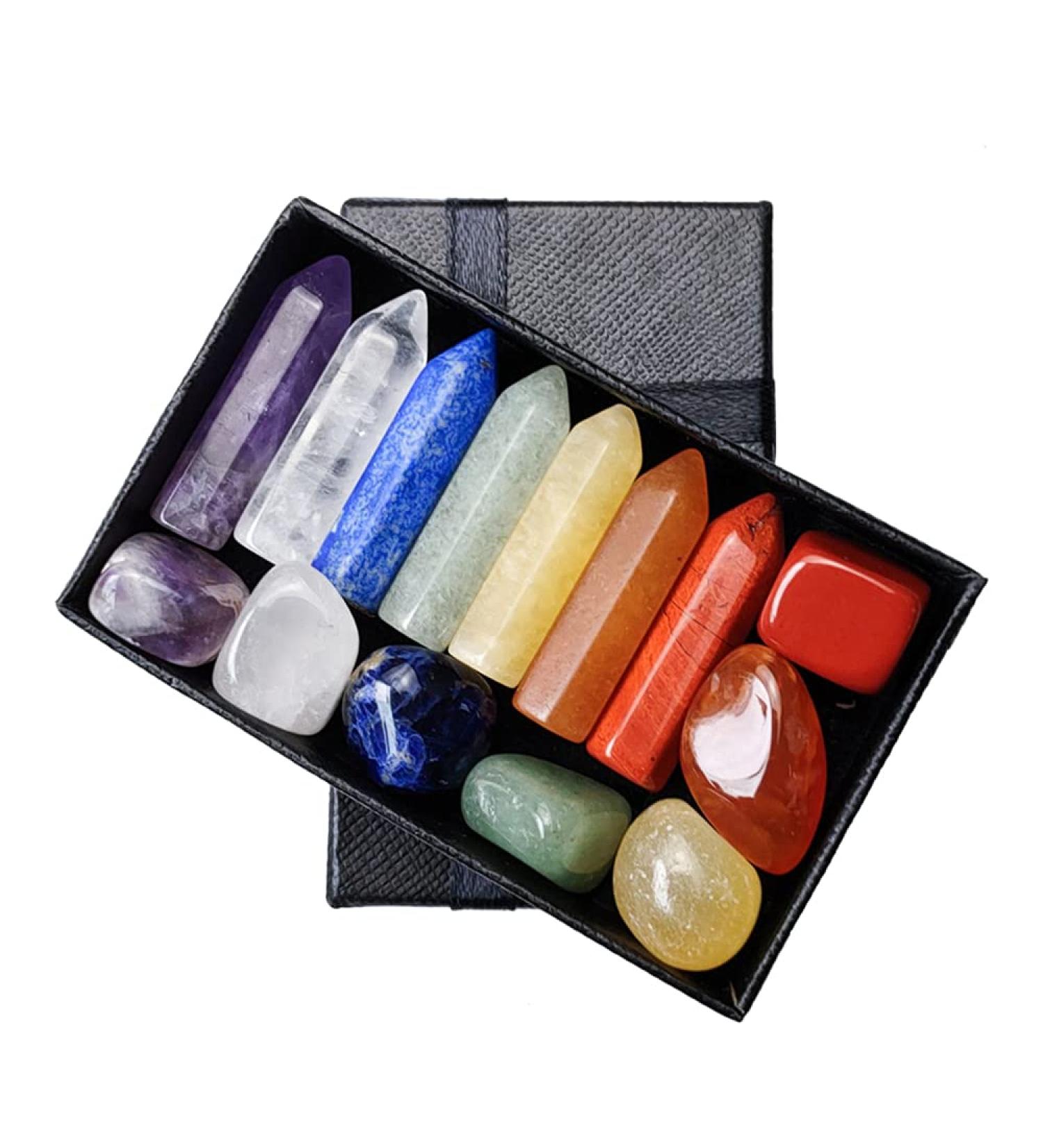 Pointed Multi-Colored Mountain Quartz & Natural Chakra Stones - Amethyst Tiger Eye Purple Aventurine for Crystal Therapy Meditation & Home Decoration - Buy Online on GoSupps.com