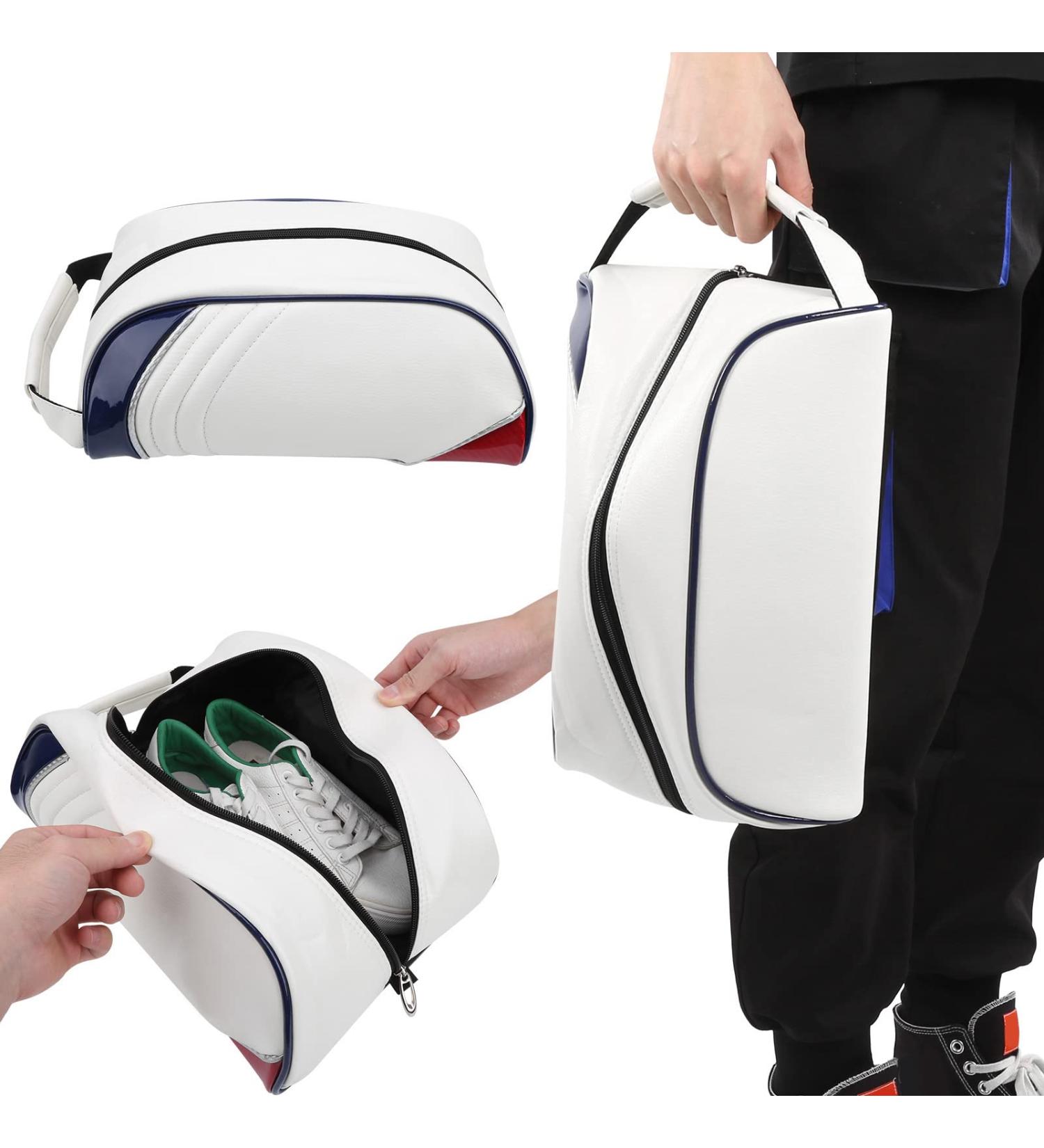 Alvinlite Waterproof Golf Shoe Bag | PU Leather Zipper Carrier for Golf & Soccer | Durable Outdoor Storage Pouch - Buy Online on GoSupps.com