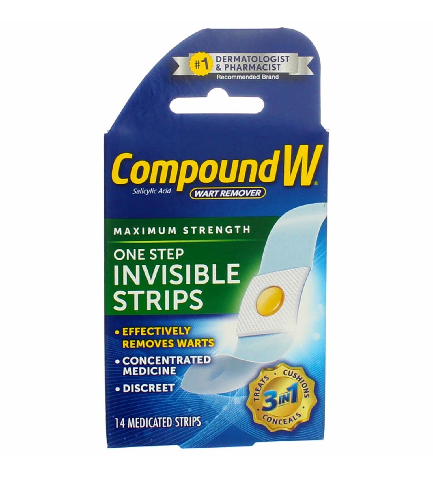 Compound W One Step Invisible Strips Wart Remover - 14 Medicated Strips - Buy Online on GoSupps.com