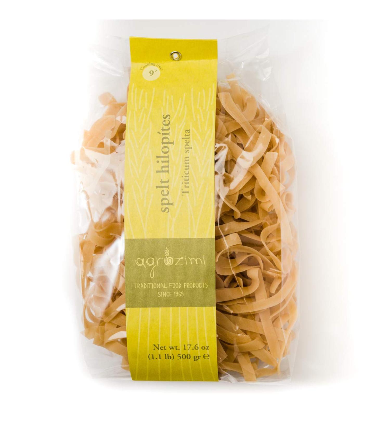 Agrozimi Spelt Hilopites Greek Pasta - 500g/17.6oz | Bronze Die-Cut Fettucine - Buy Online on GoSupps.com