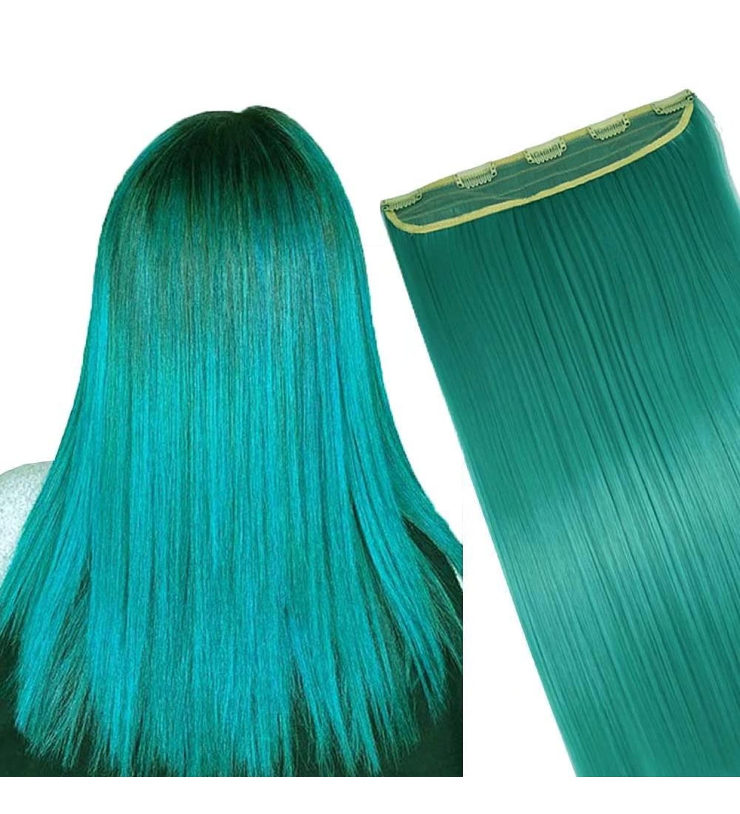 Iluu 24 Teal Clip In Hair Extensions | Long Straight Heat-Resistant Kunsthaar for Cosplay & Parties | Thick Japanese Fiber #5126 - Buy Online on GoSupps.com