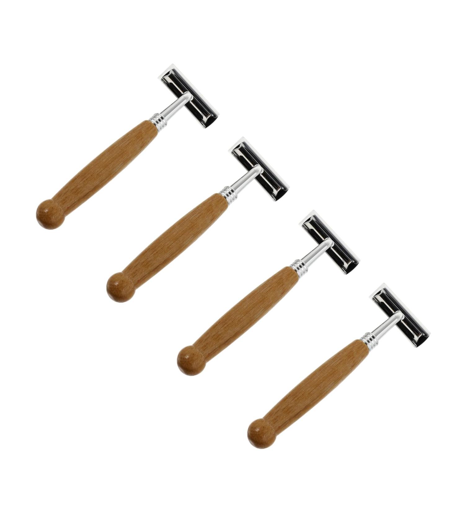 Frcolor Bamboo Handle Razor Set - 4 Pieces Safety Shaving Tools for Men - Eco-Friendly Double Handle Design - Buy Online on GoSupps.com