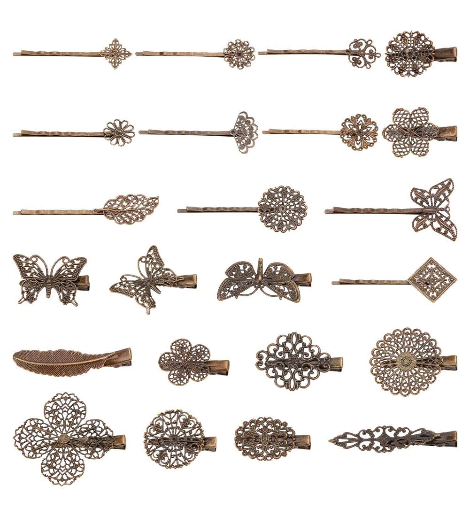 Shop Pandahall Elite 23-Piece Vintage Hair Clips Set - Antique Bronze Leaf Flower & Butterfly Designs for Girls & Women - Buy Online on GoSupps.com