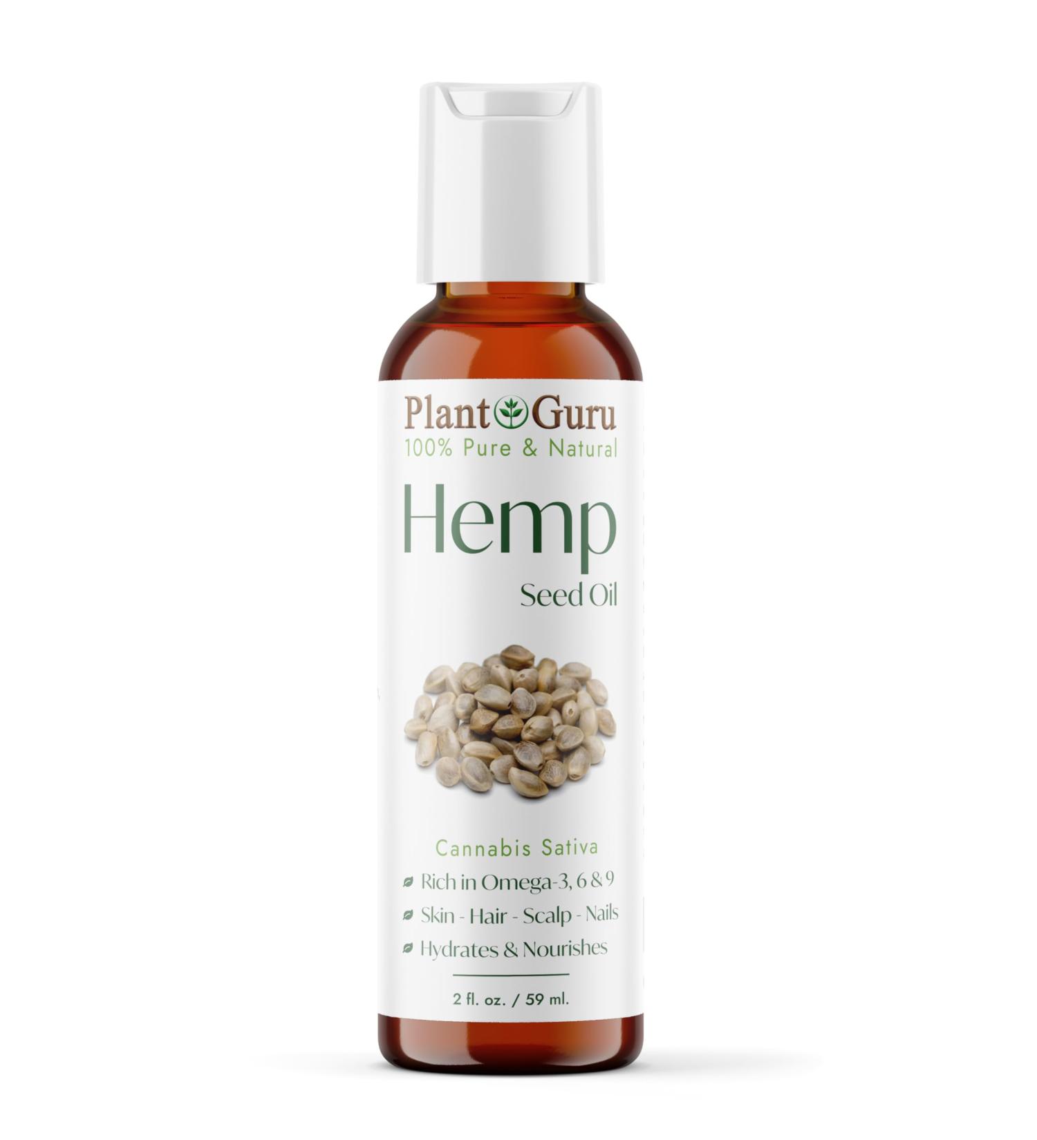 Hemp Seed Oil 2 oz. Virgin Unrefined 100% Pure Natural - Skin Body and Hair Moisturizer. Works for Massage Acne & More!