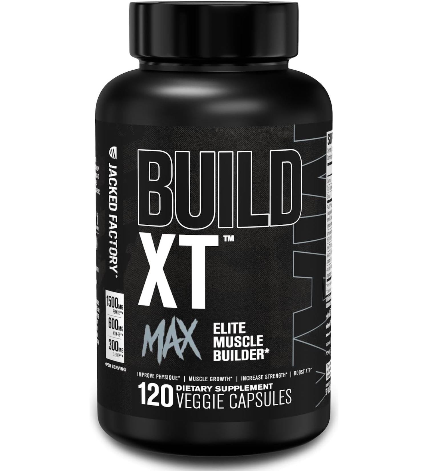 Jacked Factory Build-XT Max Muscle Builder for Men and Women - 120 Veggie Capsules - Buy Online on GoSupps.com
