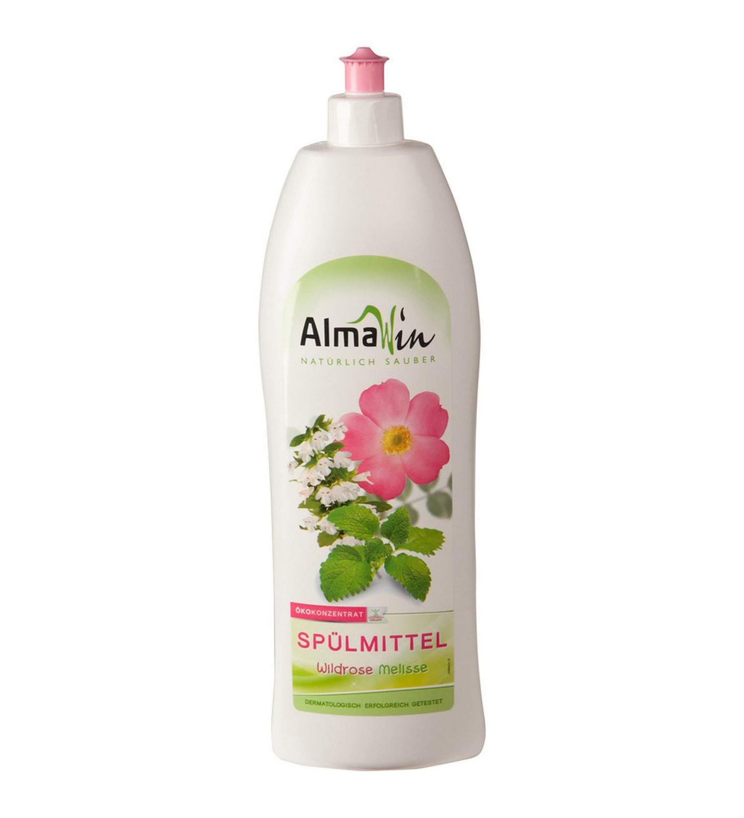 AlmaWin Eco Dishwashing Liquid Wild Rose & Lemon Balm 1l Concentrate For sparkling clean dishes vegan 1 l (1 pack)