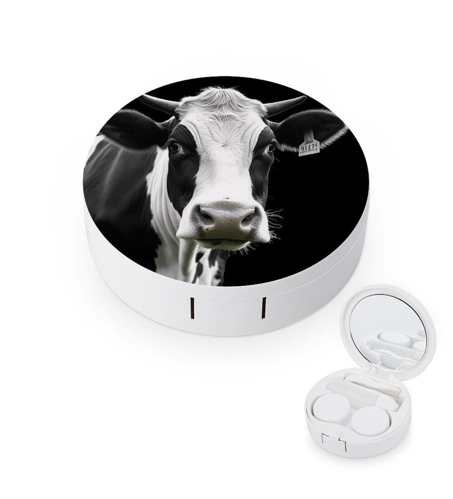 Funny Cow Head Contact Lens Case - Portable Black & White Travel Storage Box for Contacts - Buy Online on GoSupps.com