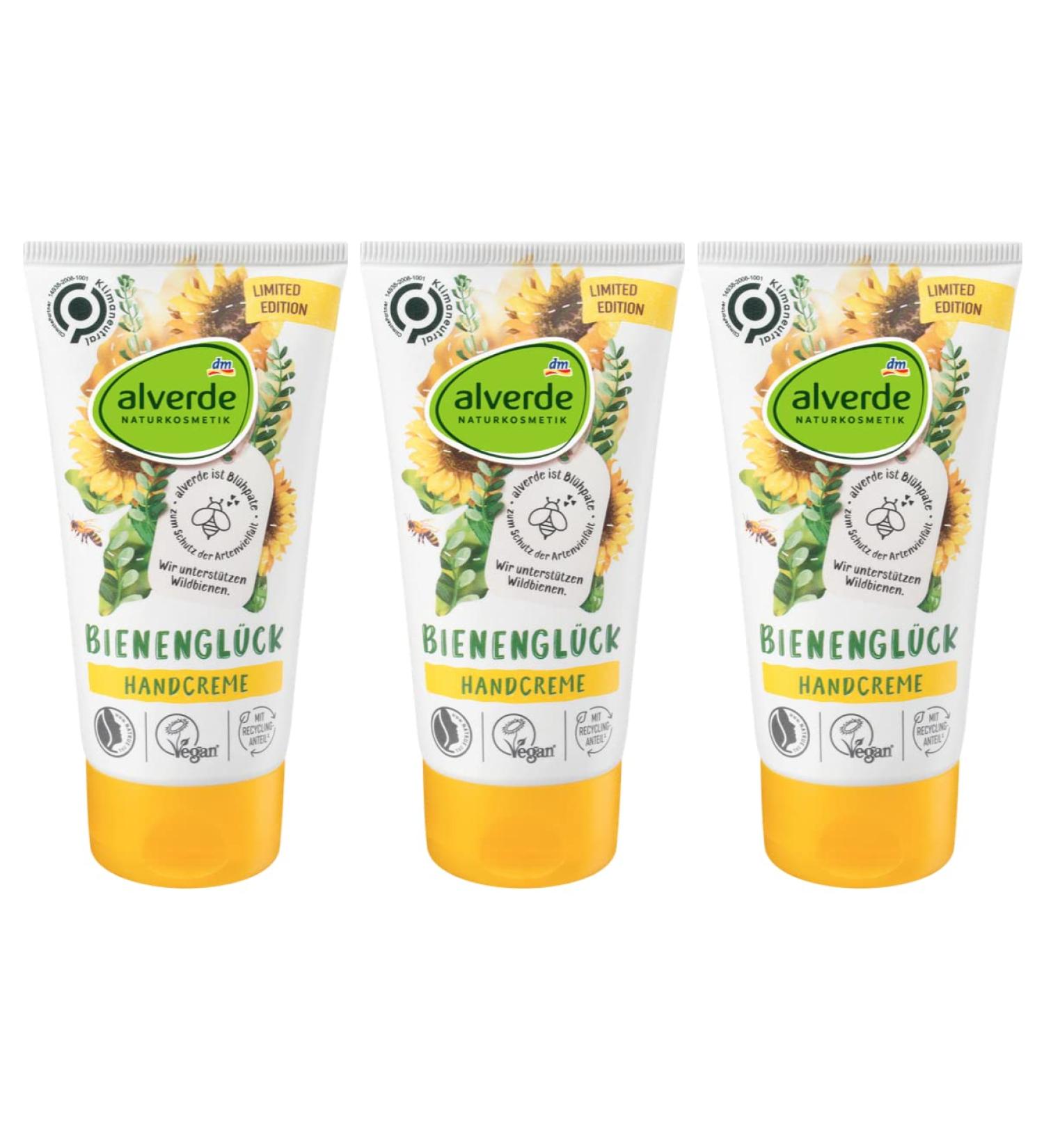 Alverde NATURAL COSMETICS Hand Cream Bienengl ck - Organic Sunflower & Olive Oil 3-Pack (3 x 75 ml) - Buy Online on GoSupps.com