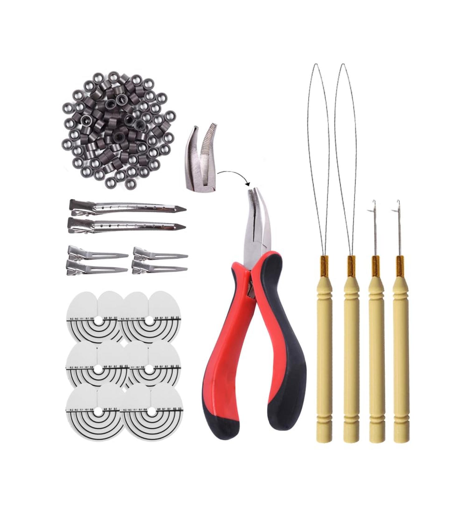 Microring Extensions Set: Microring Pliers Needle & 200 Dark Brown Nanorings - Premium Hair Extensions Kit for International Shipping - Buy Online on GoSupps.com