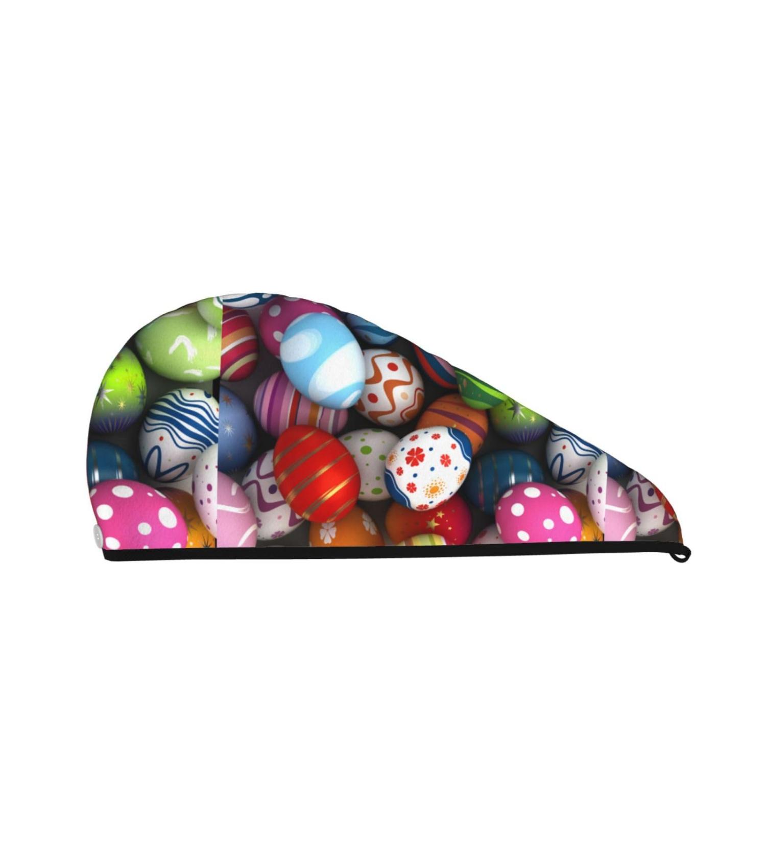 Hair Towel Wrap - Quick Drying Hair Turban with Button | Easter Egg Design for Effortless Hair Care - Buy Online on GoSupps.com