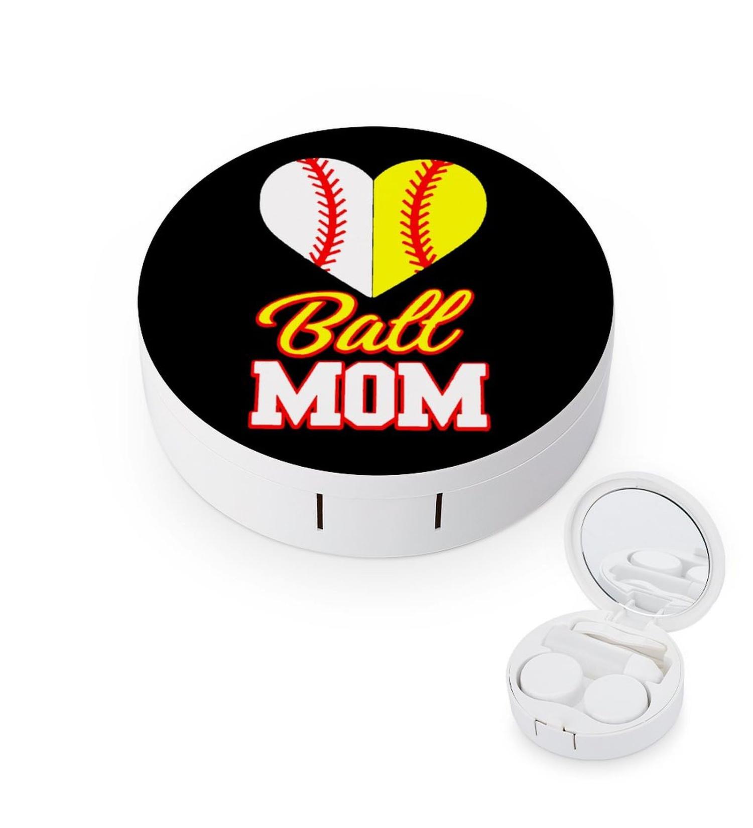 Funny Ball Mom Softball & Baseball Contact Lens Travel Kit - Portable Cute Box with Mirror for Outdoor Use - Buy Online on GoSupps.com