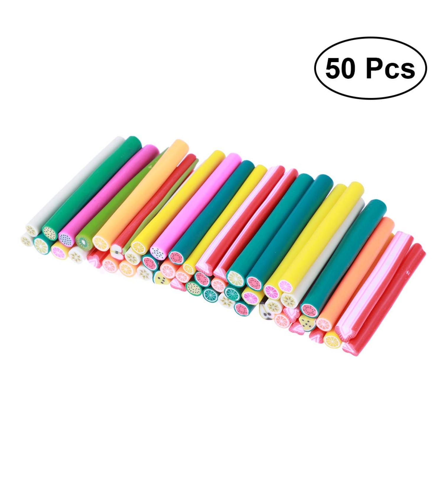 50pcs Soft Ceramics Nail Art Stickers 3D Colorful Manicure Sticks for DIY Decoration 5 x 50 mm (Fruit Style) - Buy Online on GoSupps.com