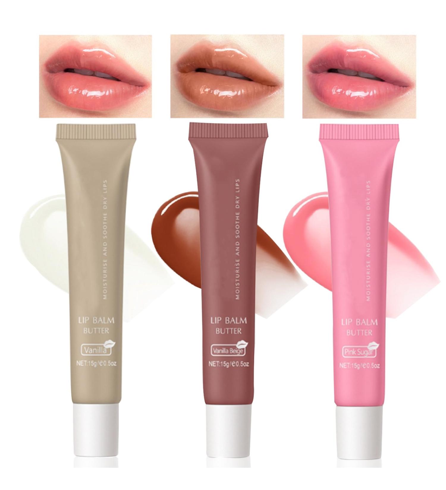 3Pcs Tinted Lip Butter Balm Hydrating Lip Gloss Long Lasting Hydrating Jelly Tint Lip Stain Balm Clear Jelly Yummy Tint Lip Stain Natural Plumping Lip Tint Lip Care Lip Mask (#126) - Buy Online on GoSupps.com