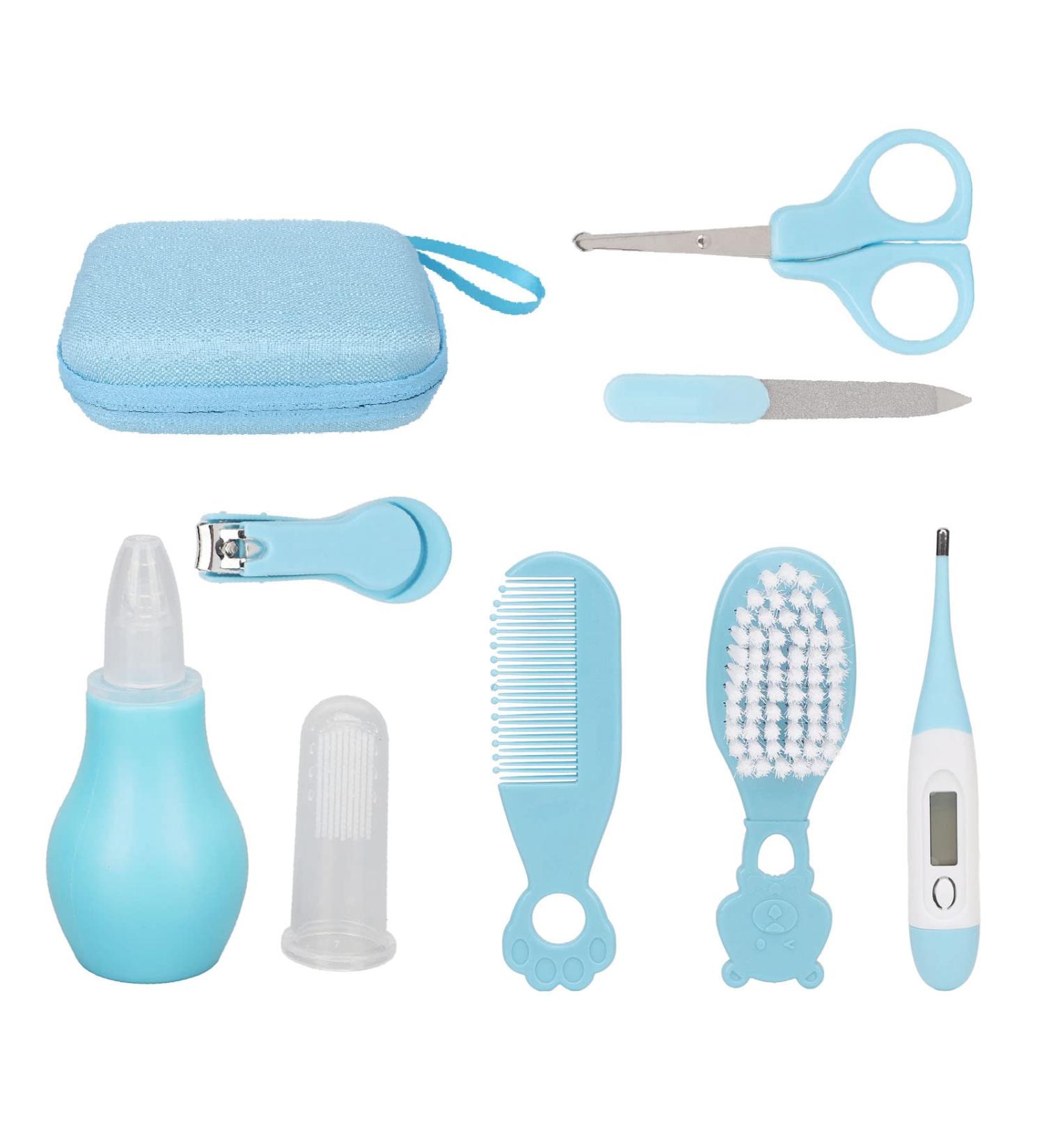 Baby Grooming Kit 8PCS - Healthcare & Grooming Set with Storage Bag - Blue - Buy Online on GoSupps.com