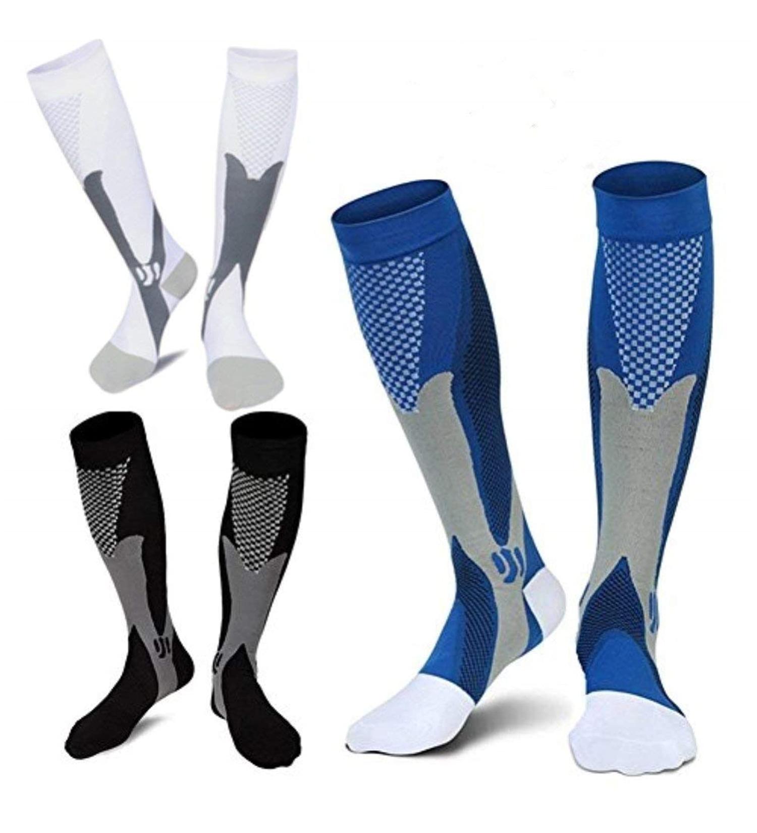 3 Pairs Unisex Compression Stockings for Trombosis Support - Travel Socks EU 35-39 (S/M) - Multicolored Compression Socks - Buy Online on GoSupps.com